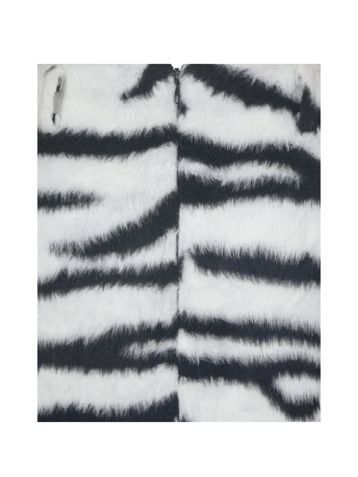 Xylena Black & White Zebra Fur Midi Pencil Skirt