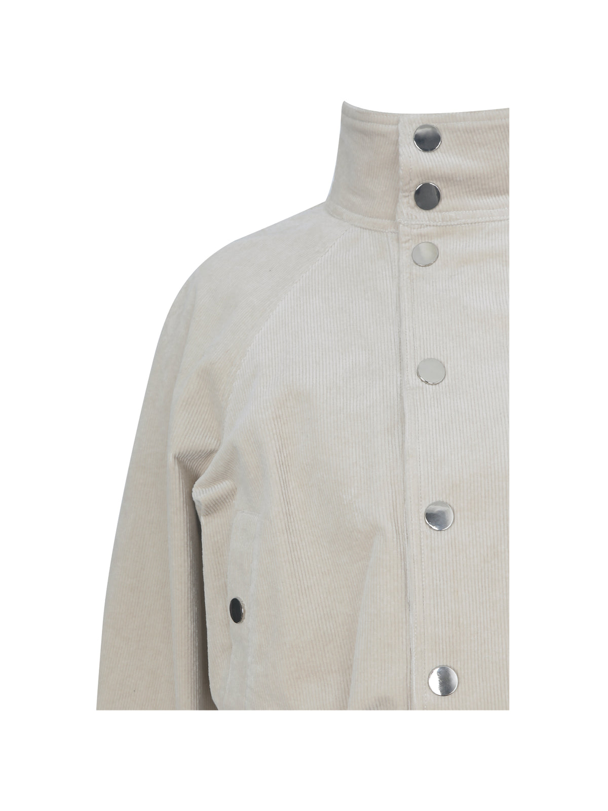 Romilly Beige Cotton Corduroy Funnel Collar Jacket