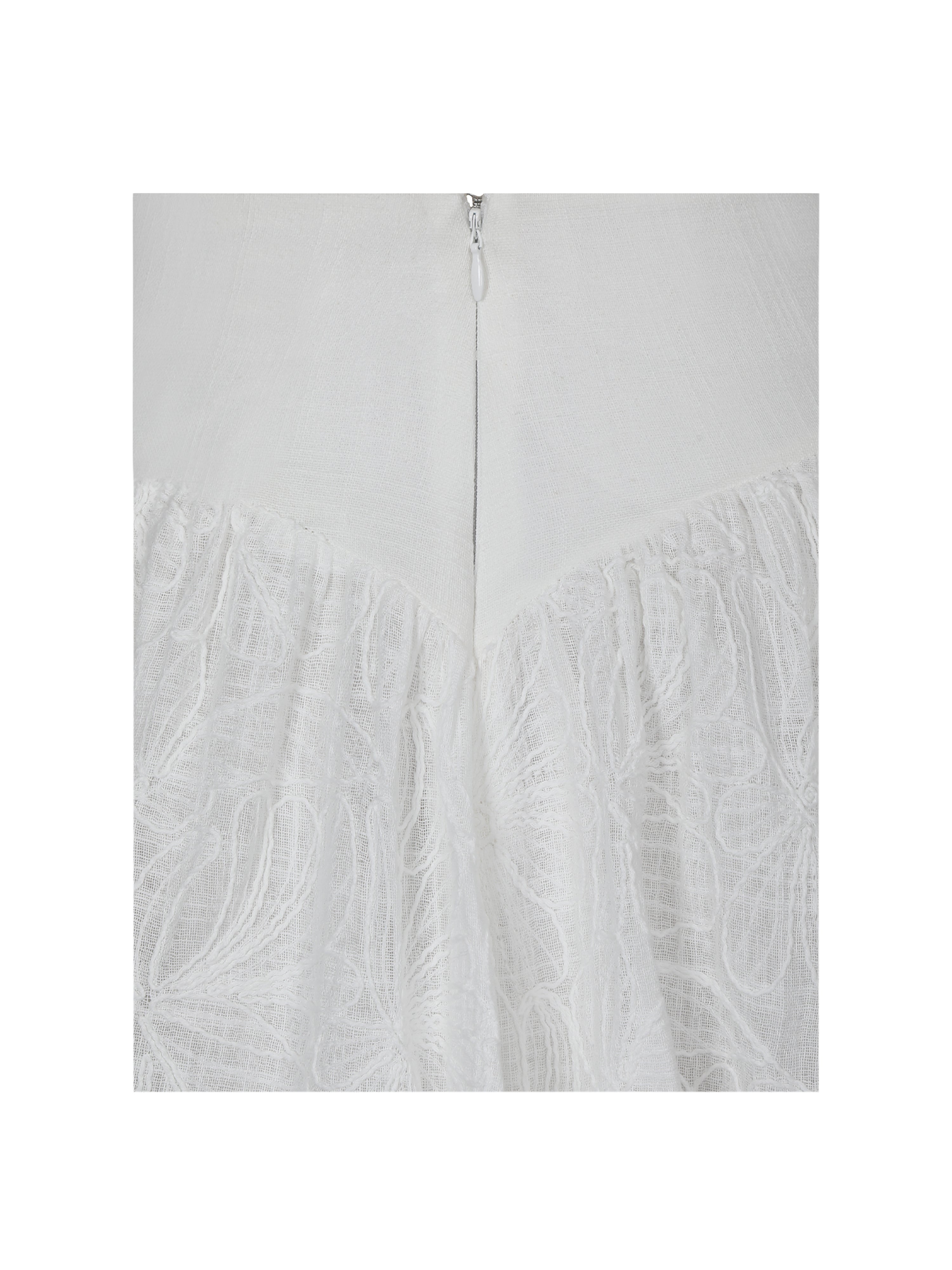 Quisha White Embroidered Cotton Gauze Gathered A-Line Mini Skirt