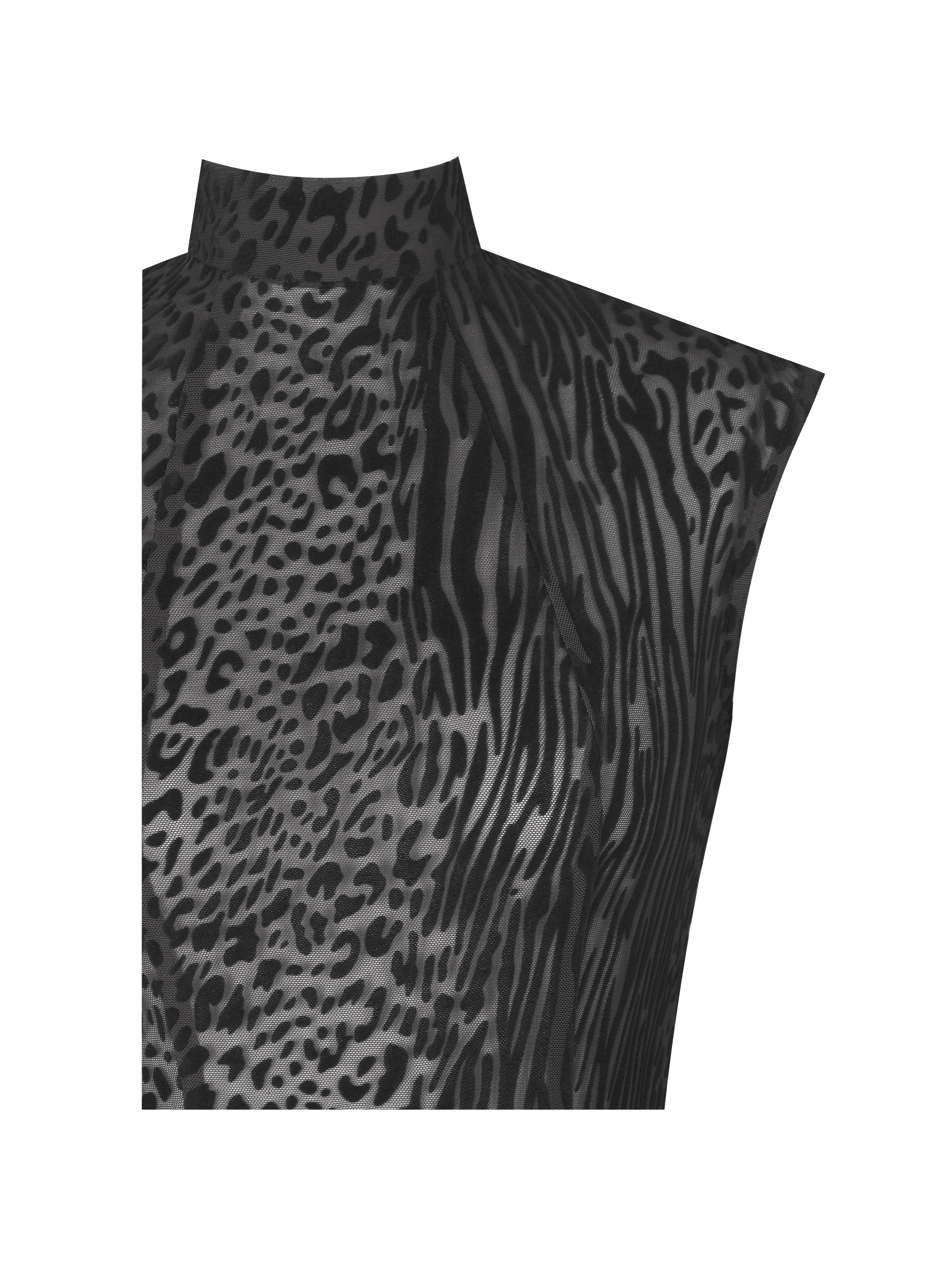 Tyanna Black Burnout Velvet Mesh Backless Mermaid Maxi Dress