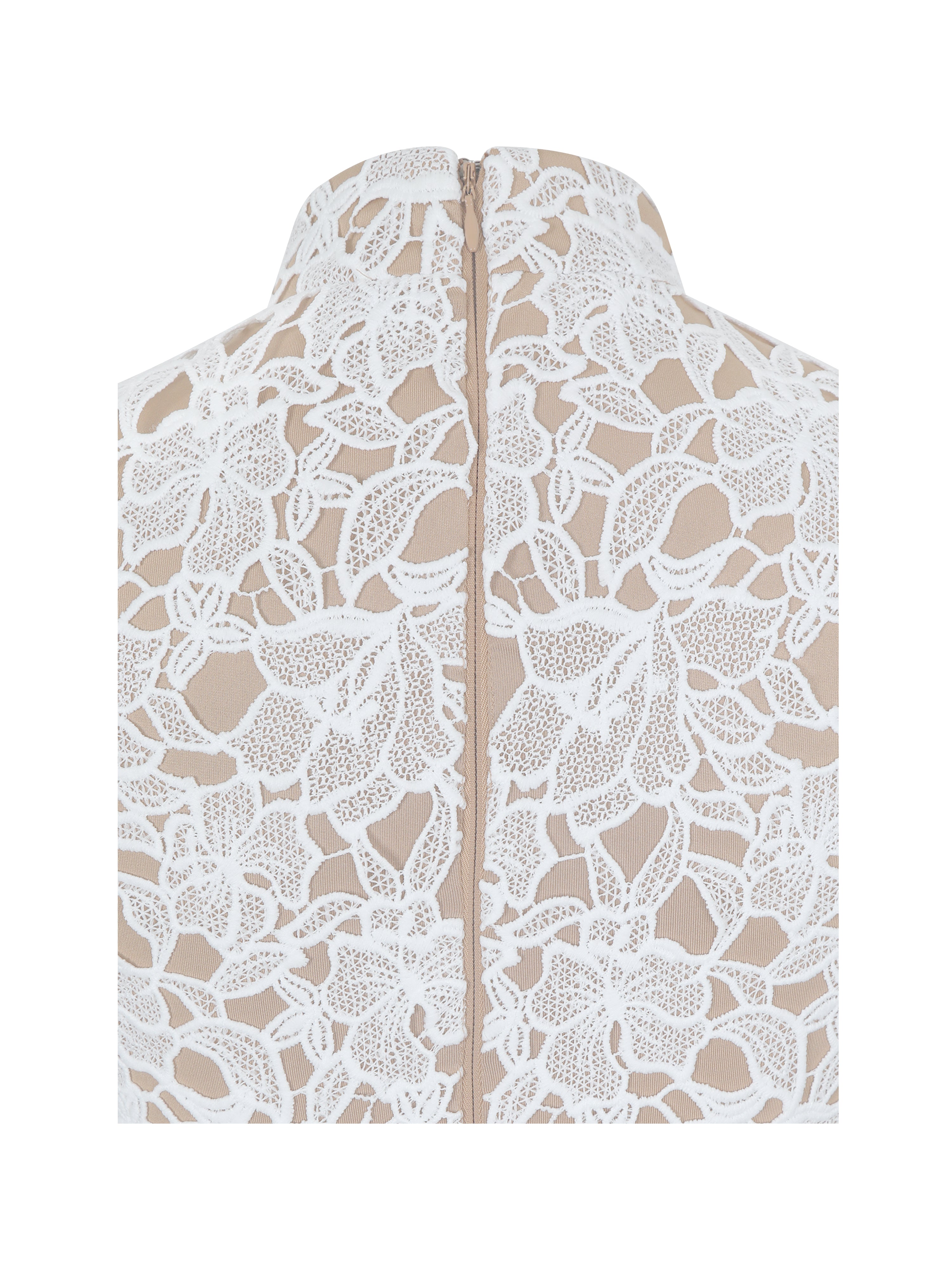 Quinley White Cotton Lace Teardrop Neckline Mini Dress