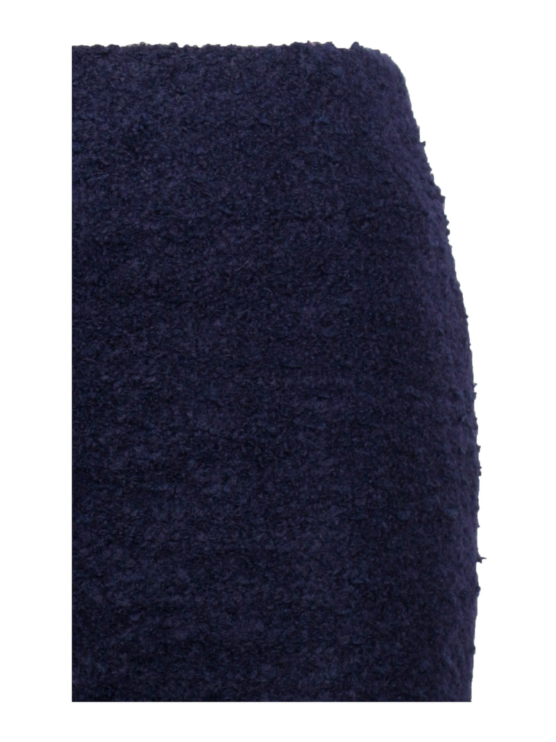 Wylda Navy Blue Boucle Wool Bodycon Mini Skirt