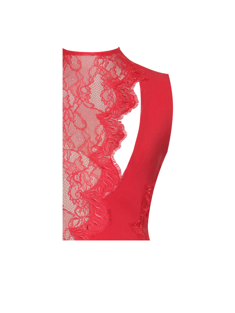 Xenia Red Lace Sleeve Mini Dress