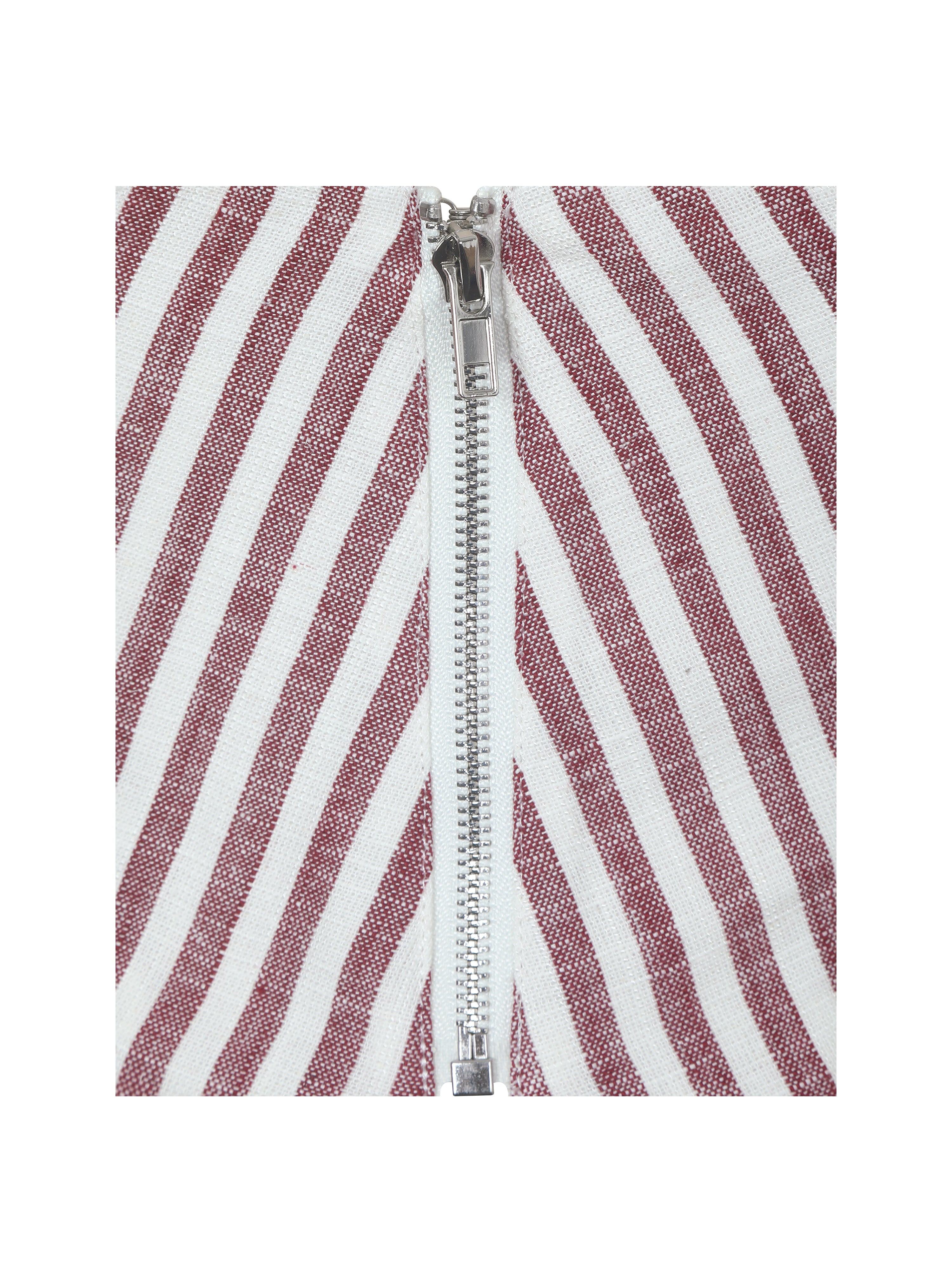 Xola Red & White Chevron Striped Linen Cropped Top