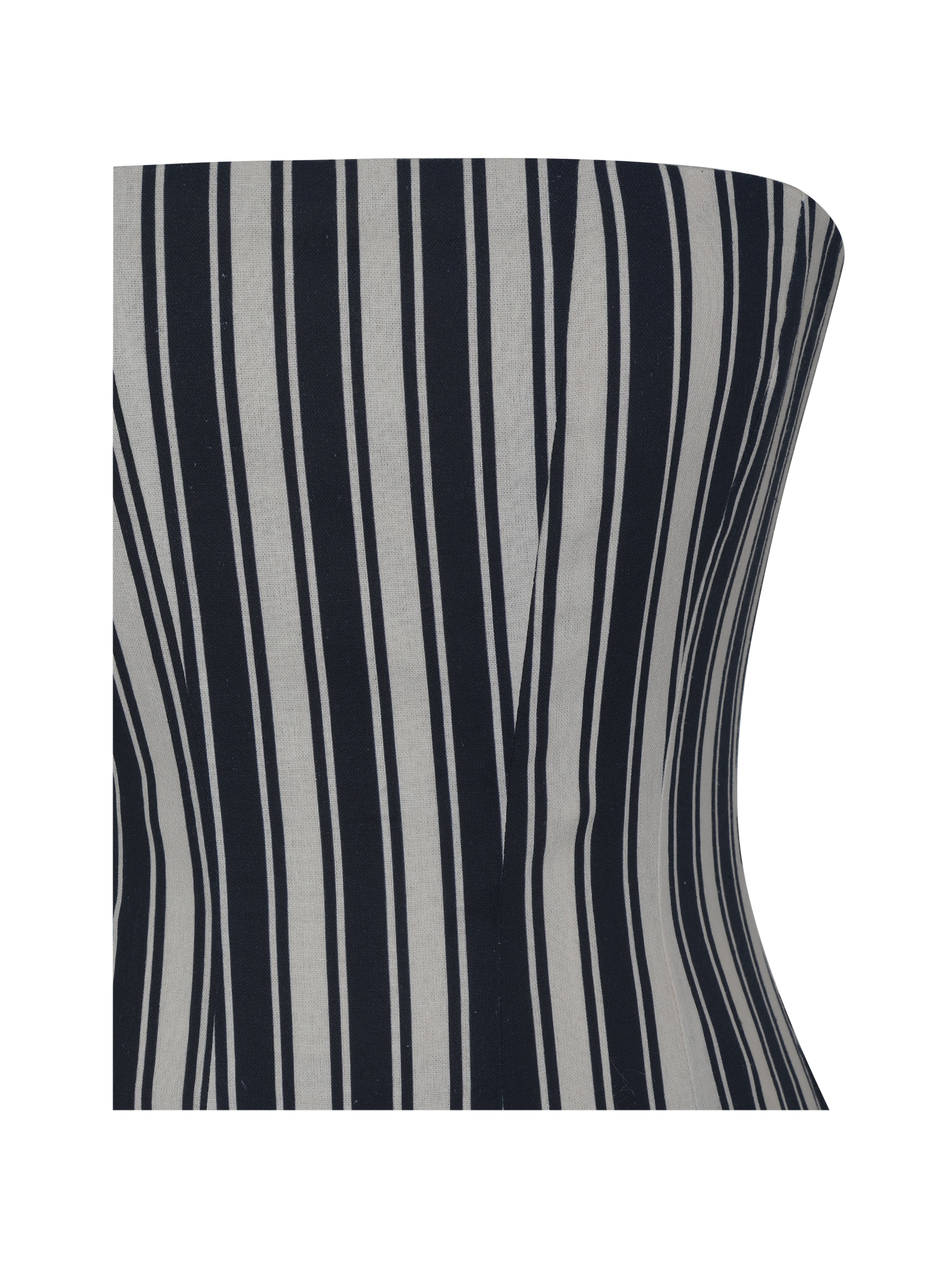 Wyanne Black & White Linen Striped Strapless Midi Dress