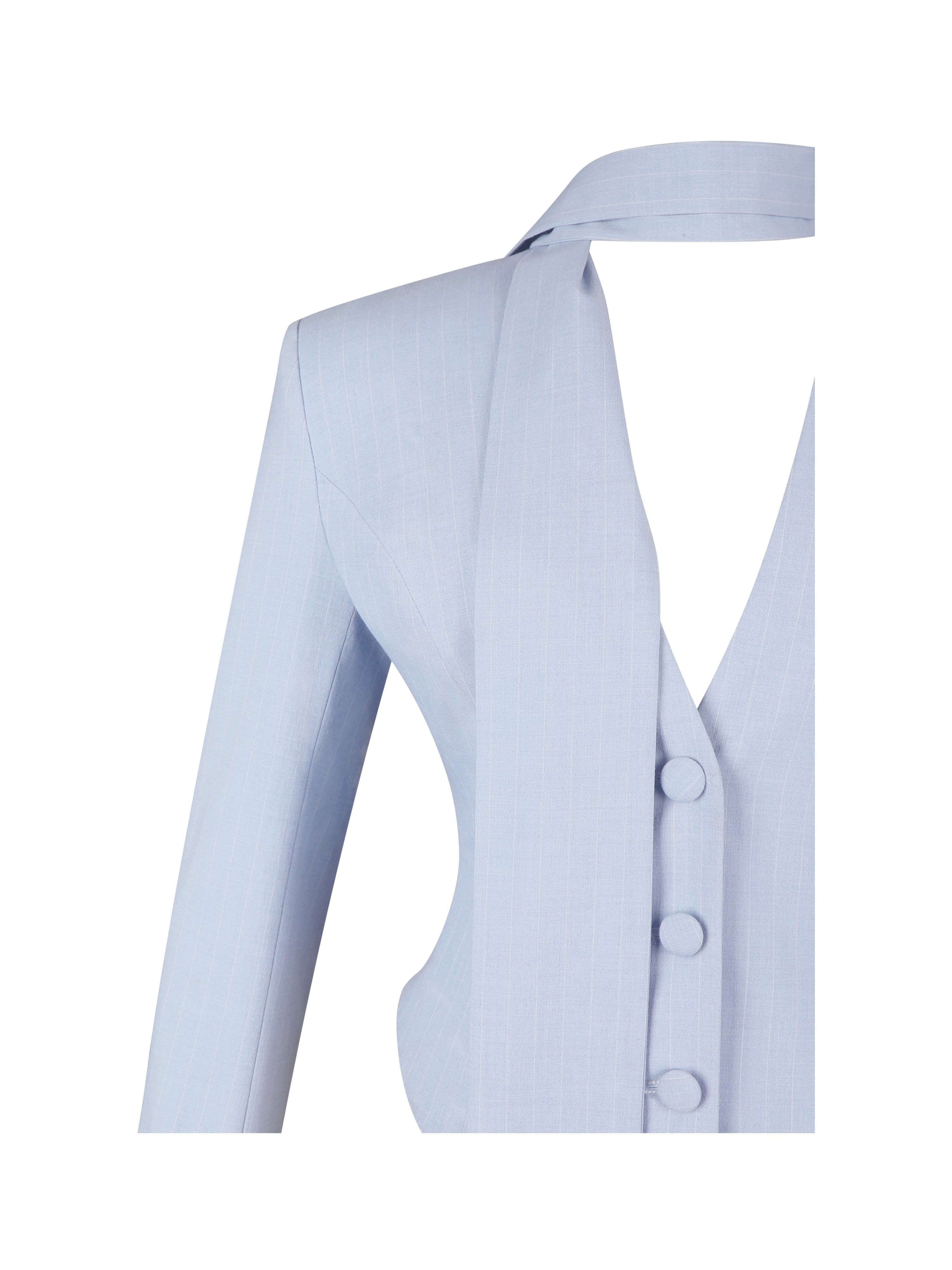 Renley Sky Blue Pinstripe Peplum Blazer