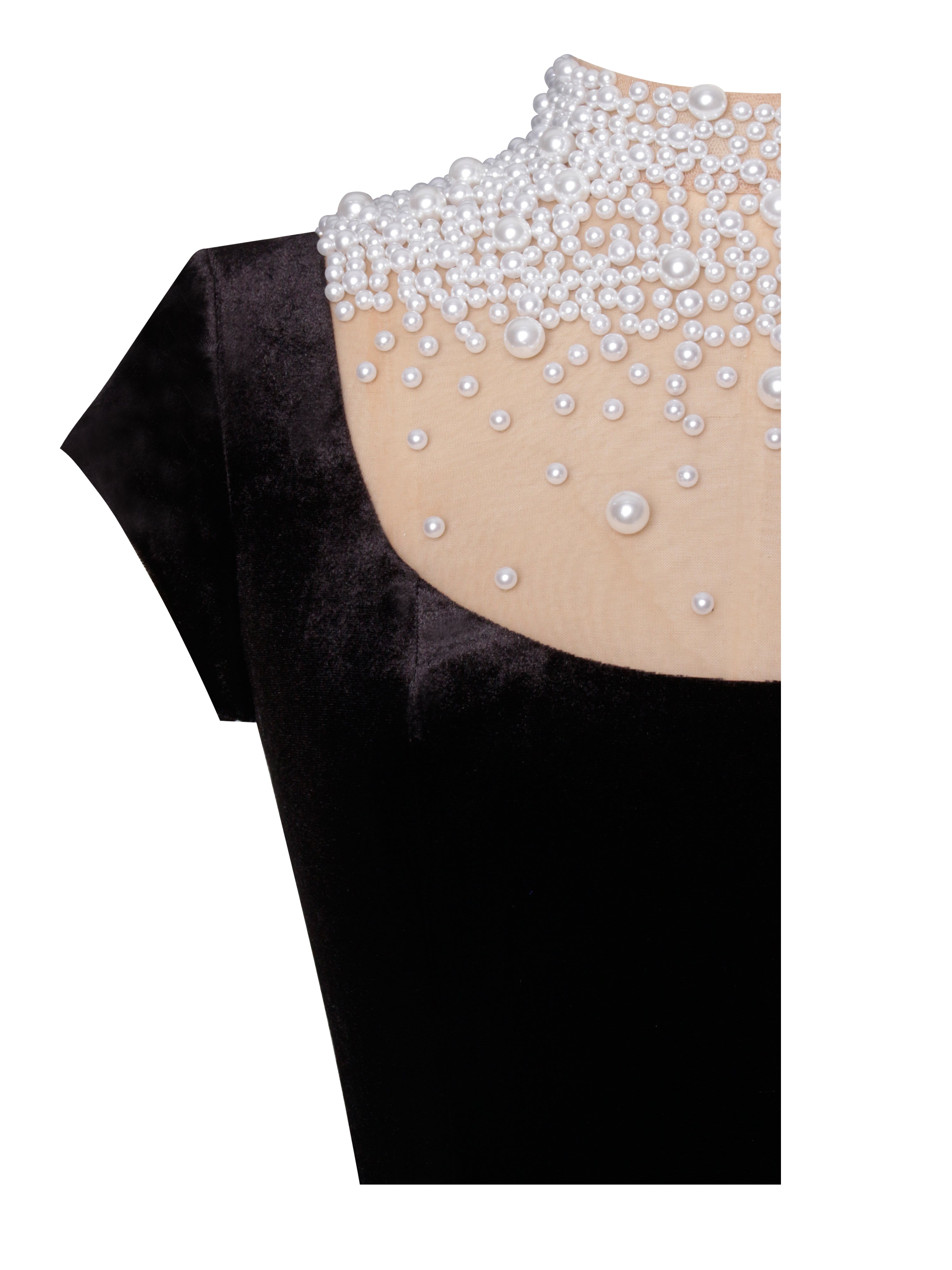 Rachael Black Velvet Pearl Embellished Gown