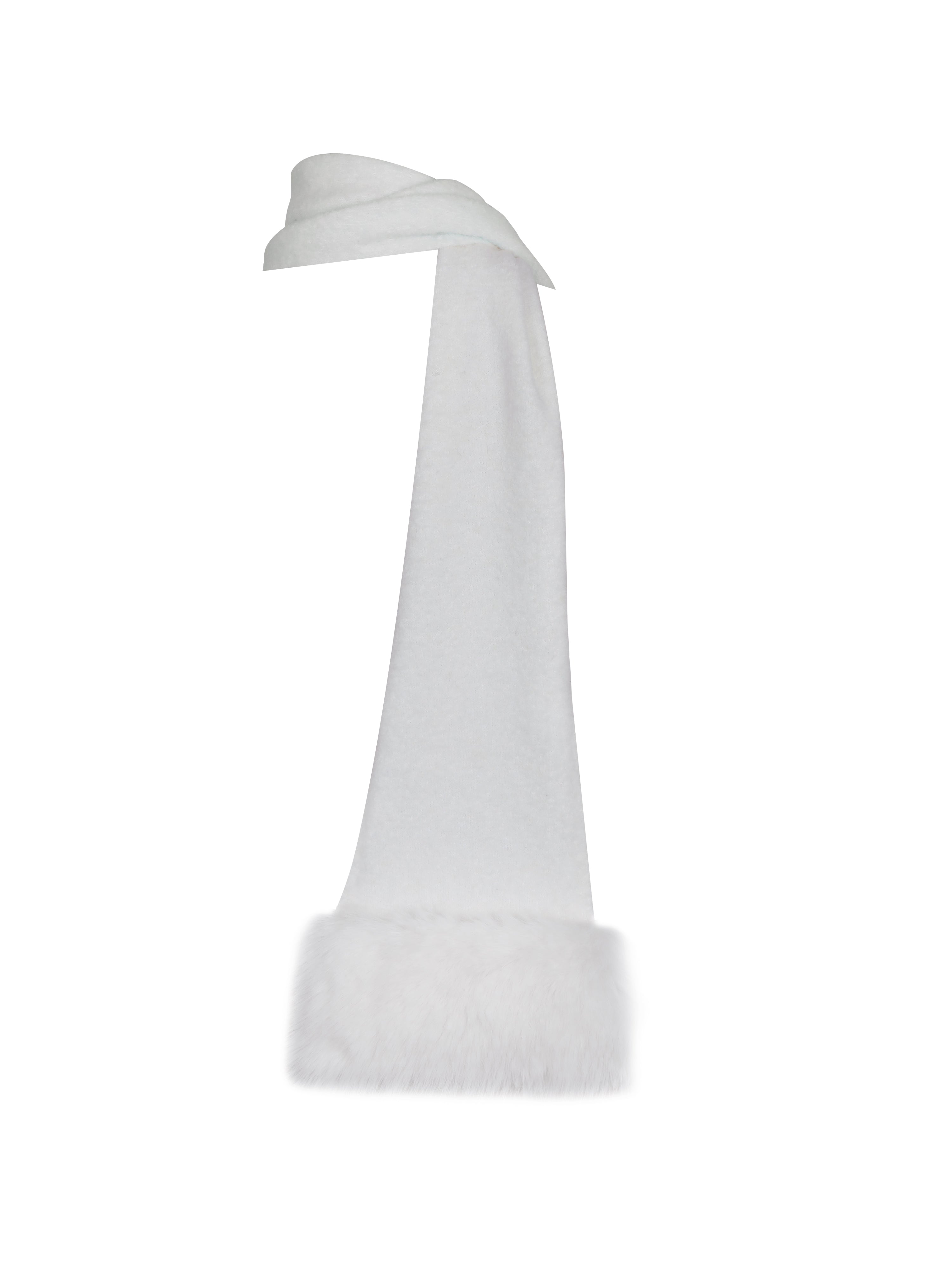 Selma White Wool-Blend Ribbed Knit Scarf