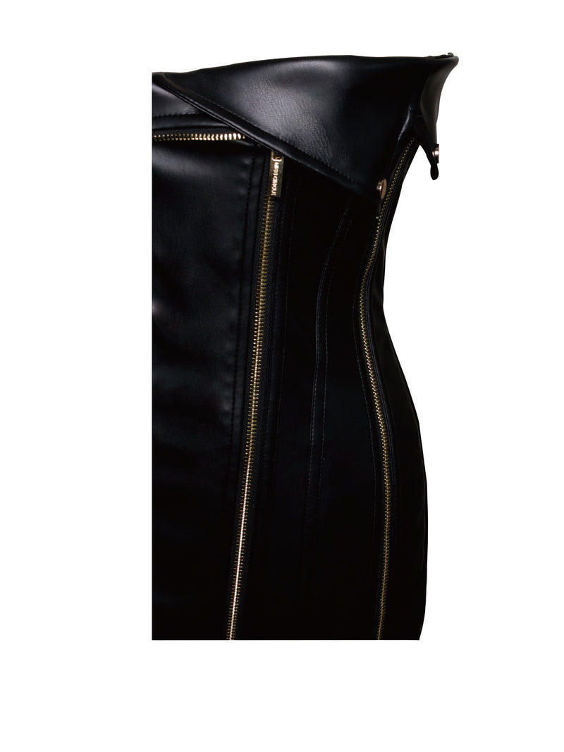 Annora Black Vegan Leather Mini Dress
