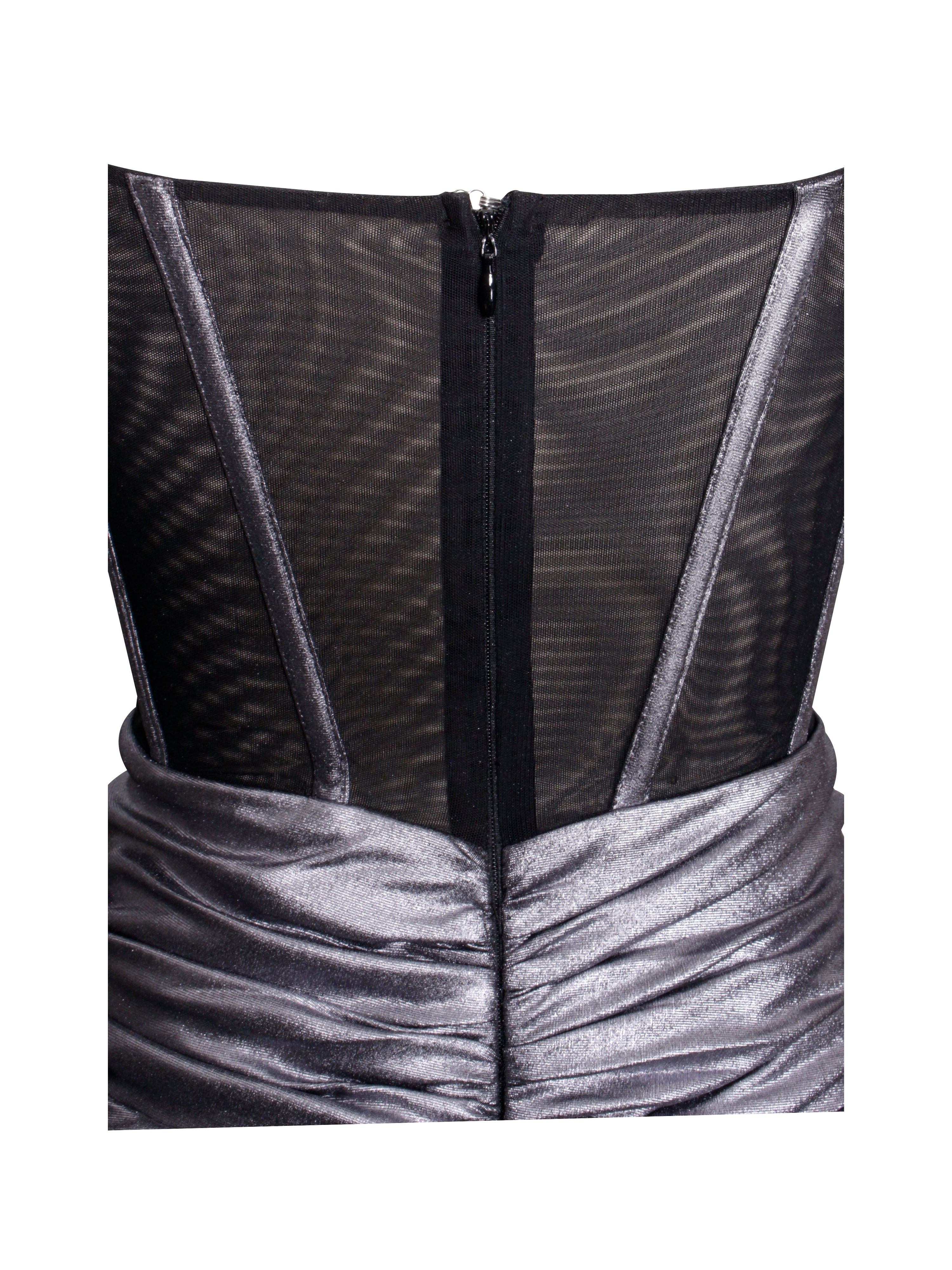 Odessa Silver Metallic Corset Maxi Dress