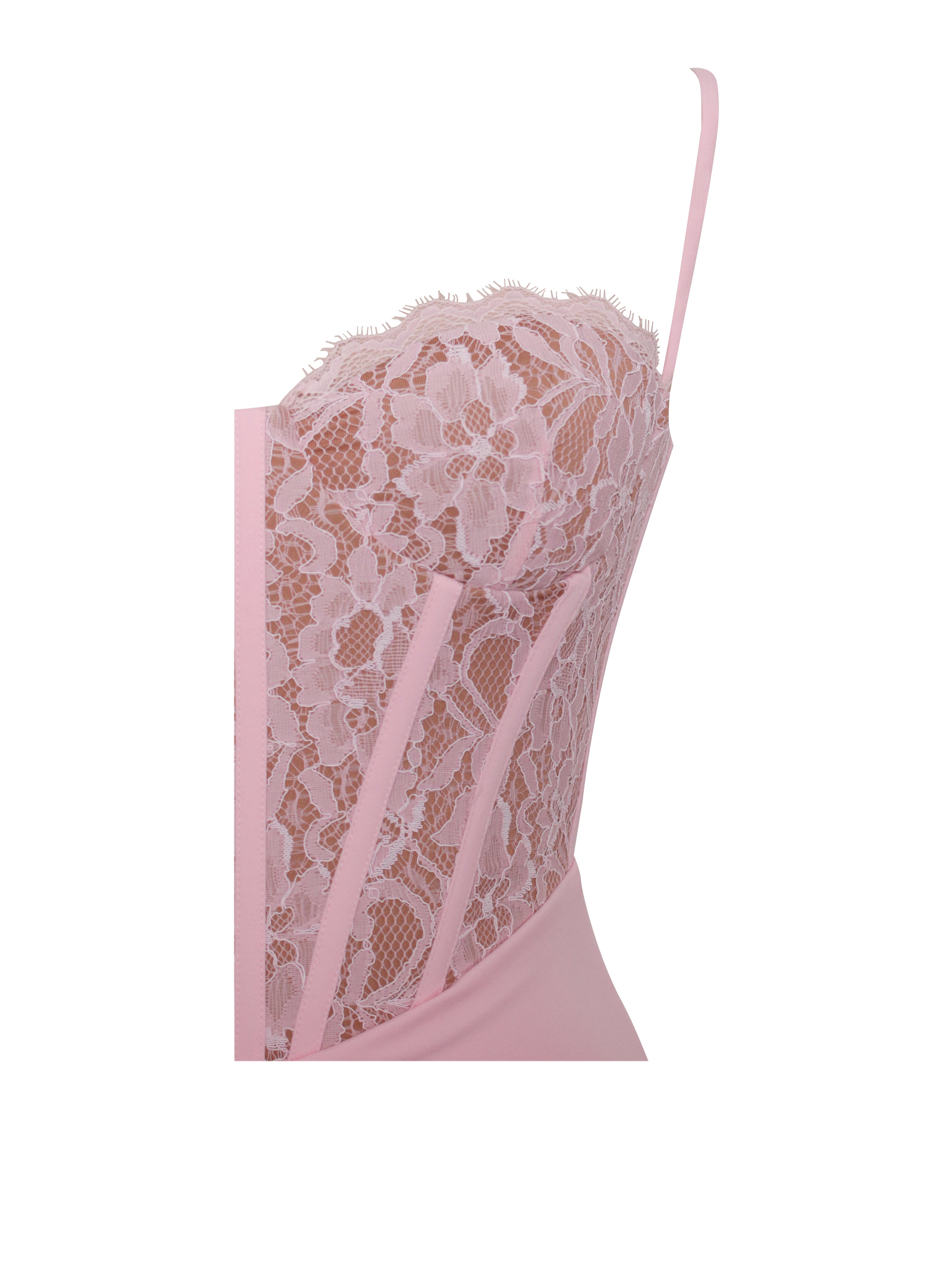 Junia Pink Lace Corset Maxi Dress