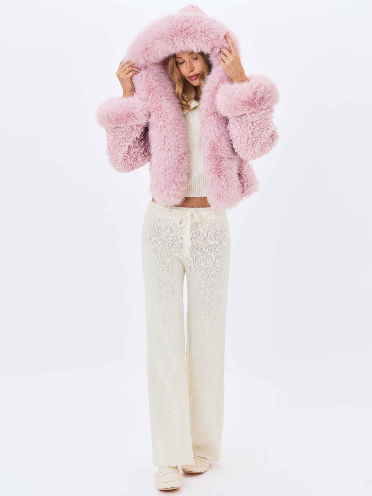 Kali Rose Cropped Vegan Shearling Fur Jacket