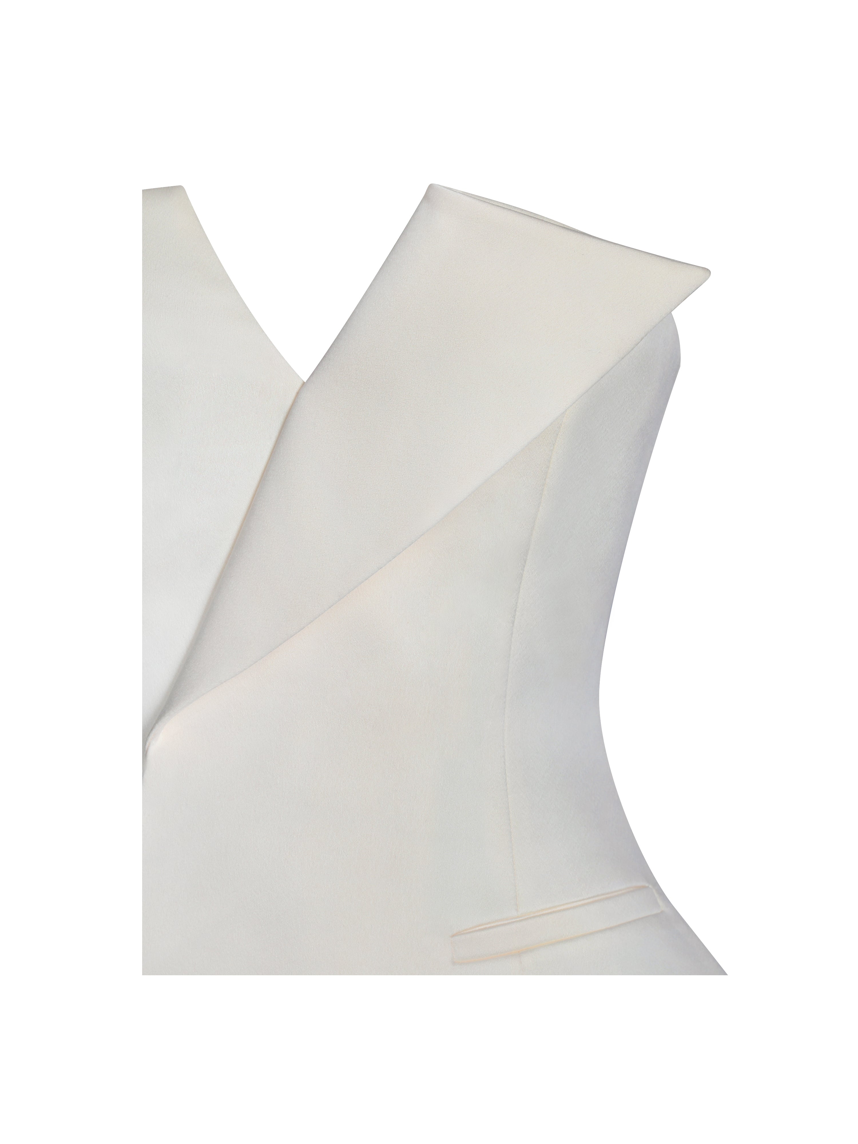 Yani Ivory Asymmetrical Lapel Sleeveless Peplum Top