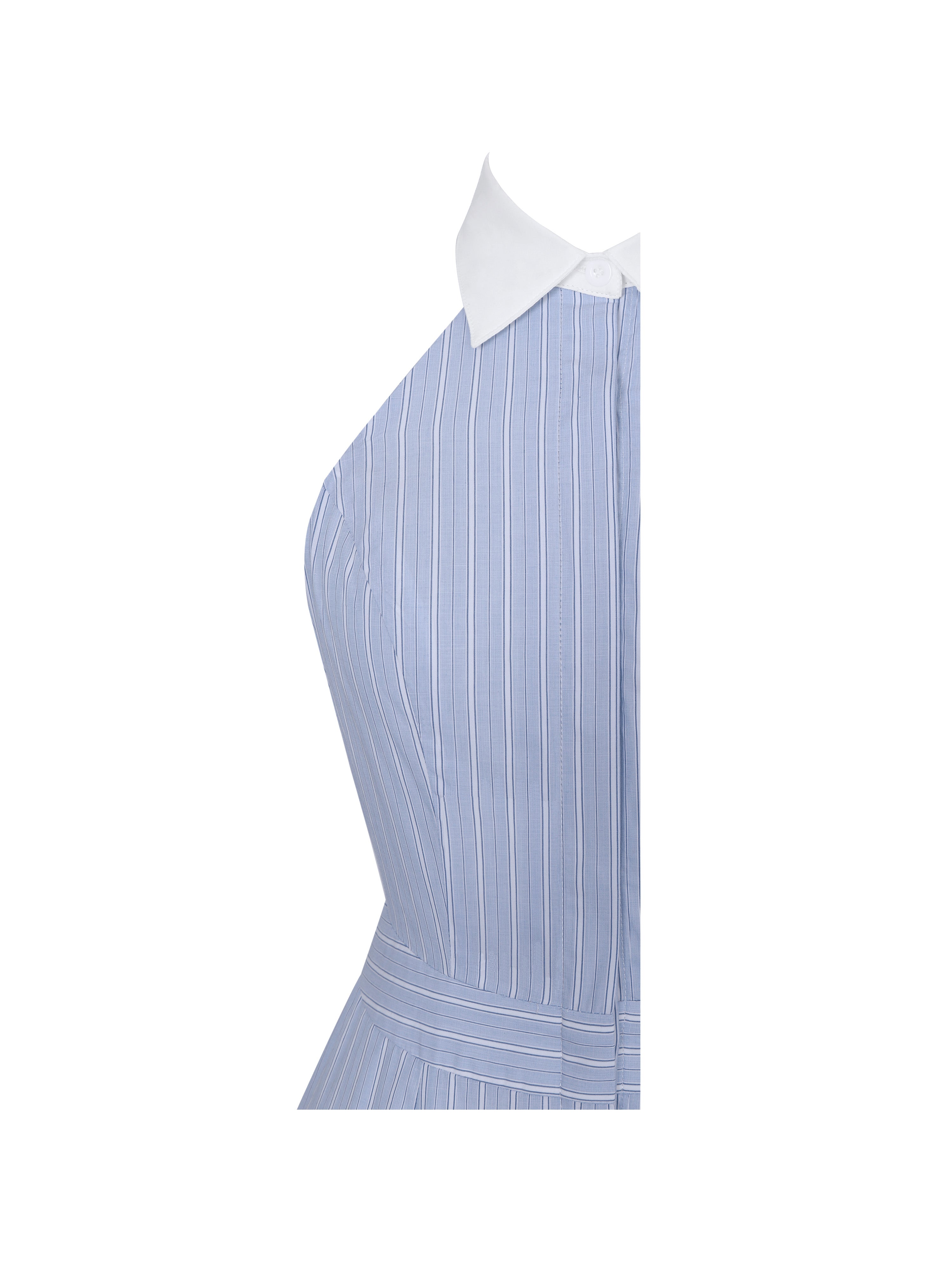 Winslet Sky Blue Striped Cotton Poplin Halter Maxi Dress