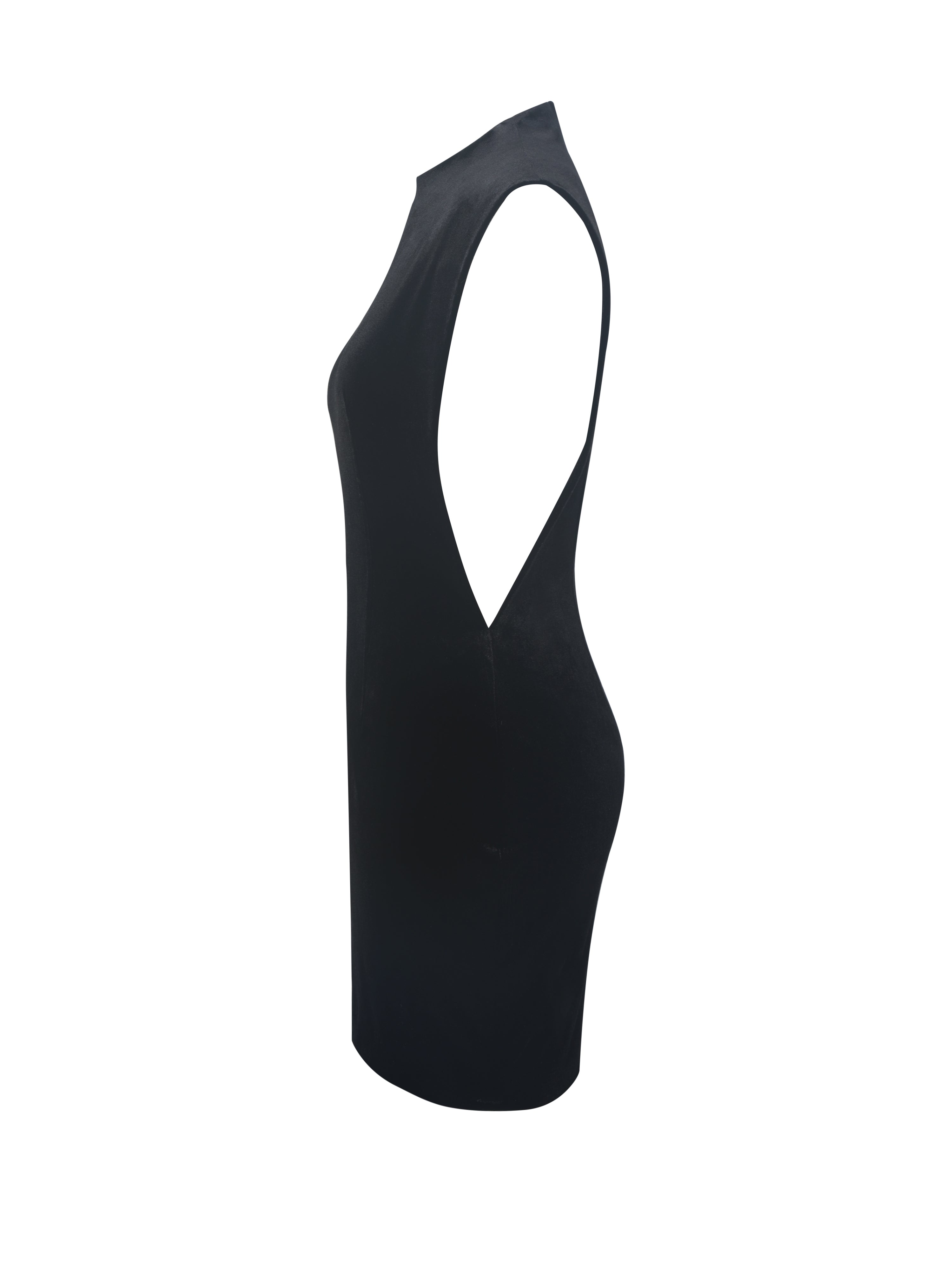 Vienna Black Velvet Mock Neck Mini Dress