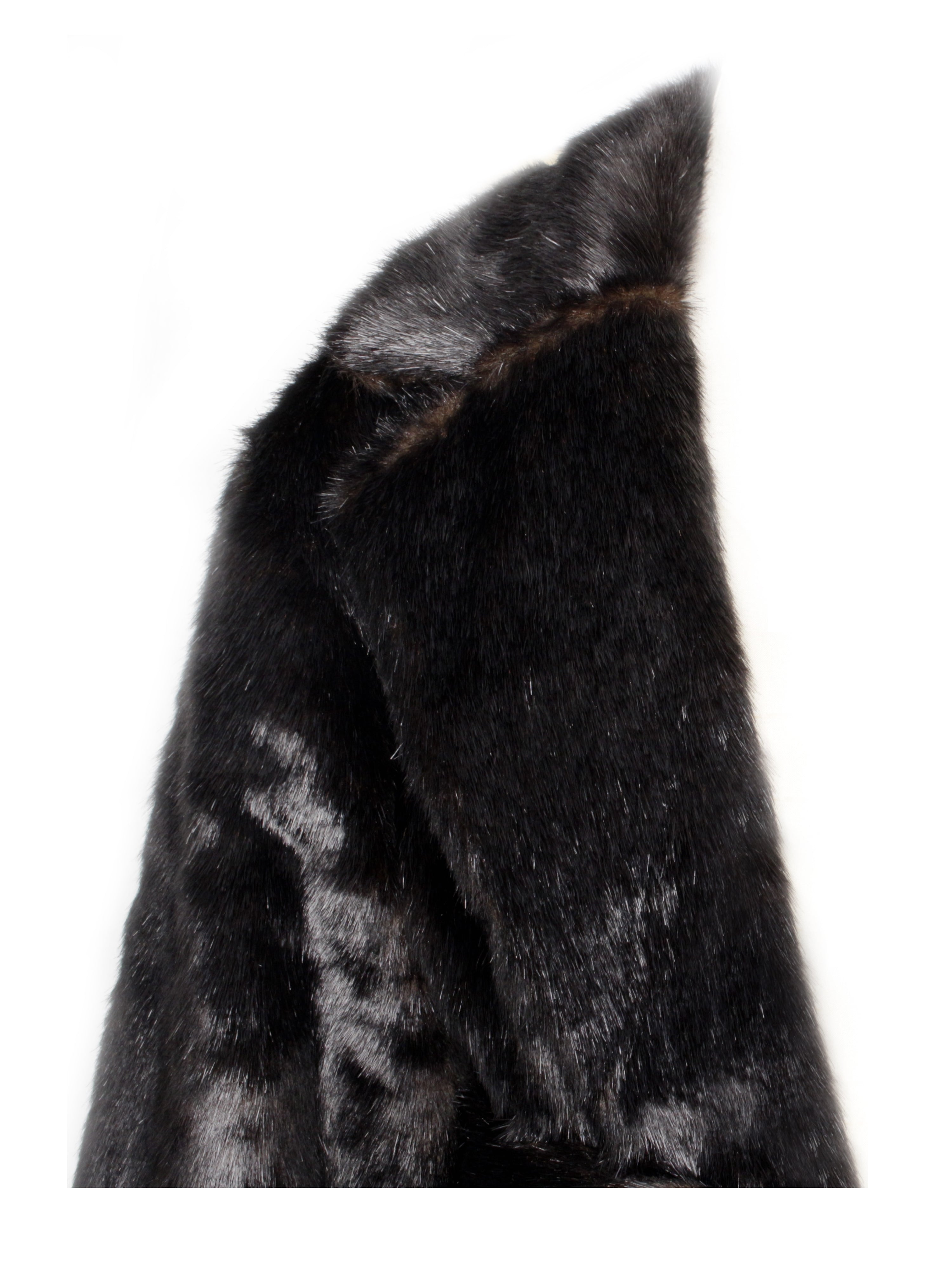 Yahia Black Vegan Long Faux Mink Coat