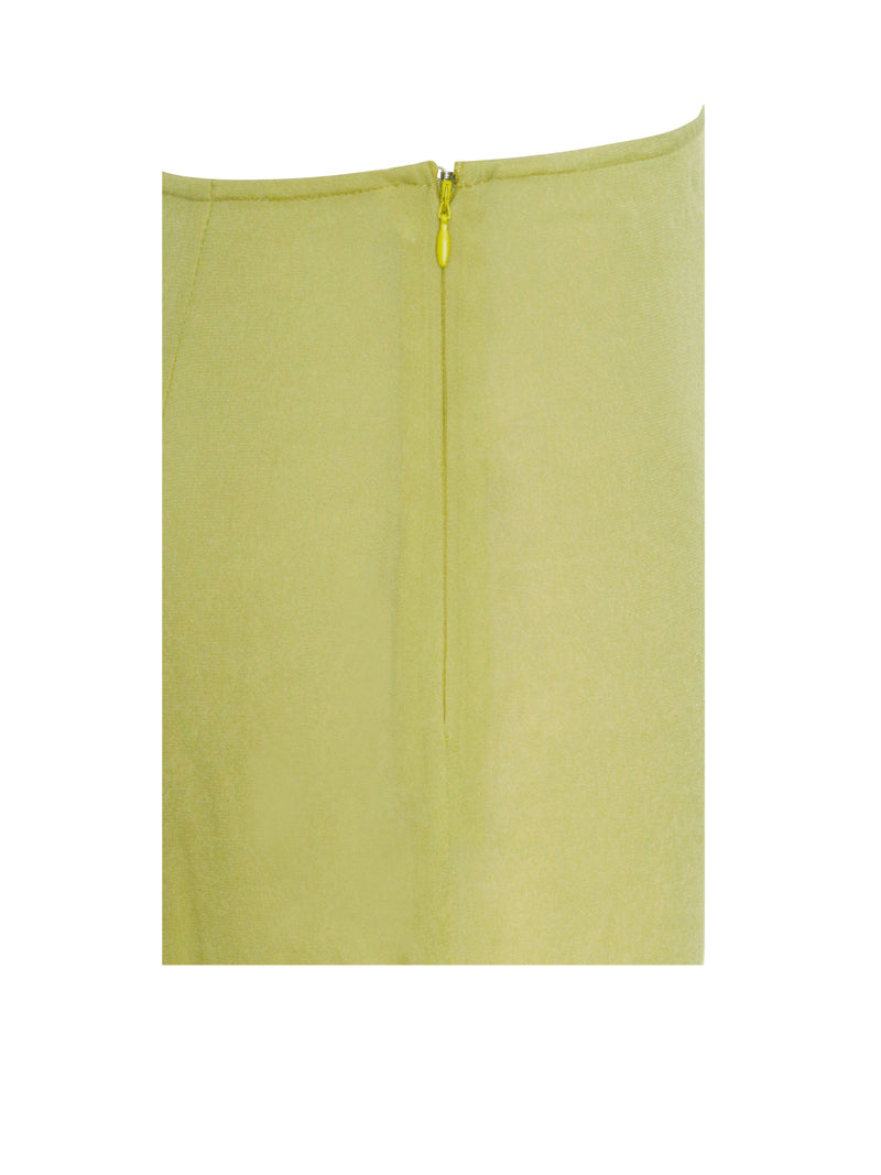 Dreda Olive Luxe Rayon Lace Trim Maxi Skirt