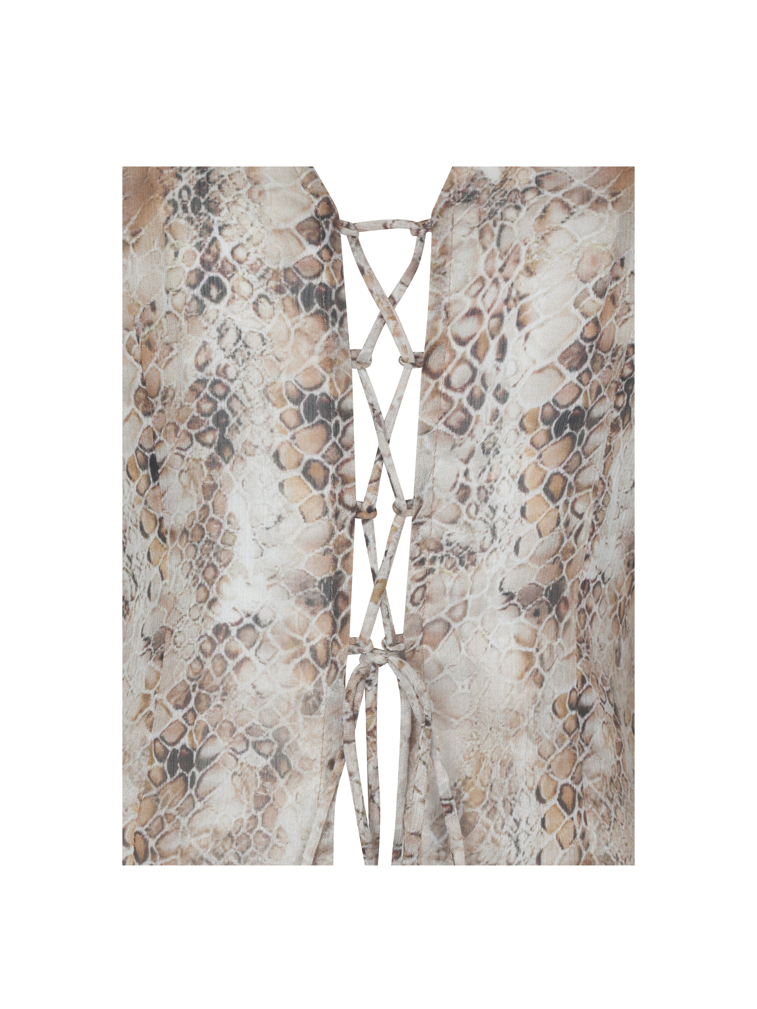 Umara Tan Reptile Print Chiffon Tie-Front Top