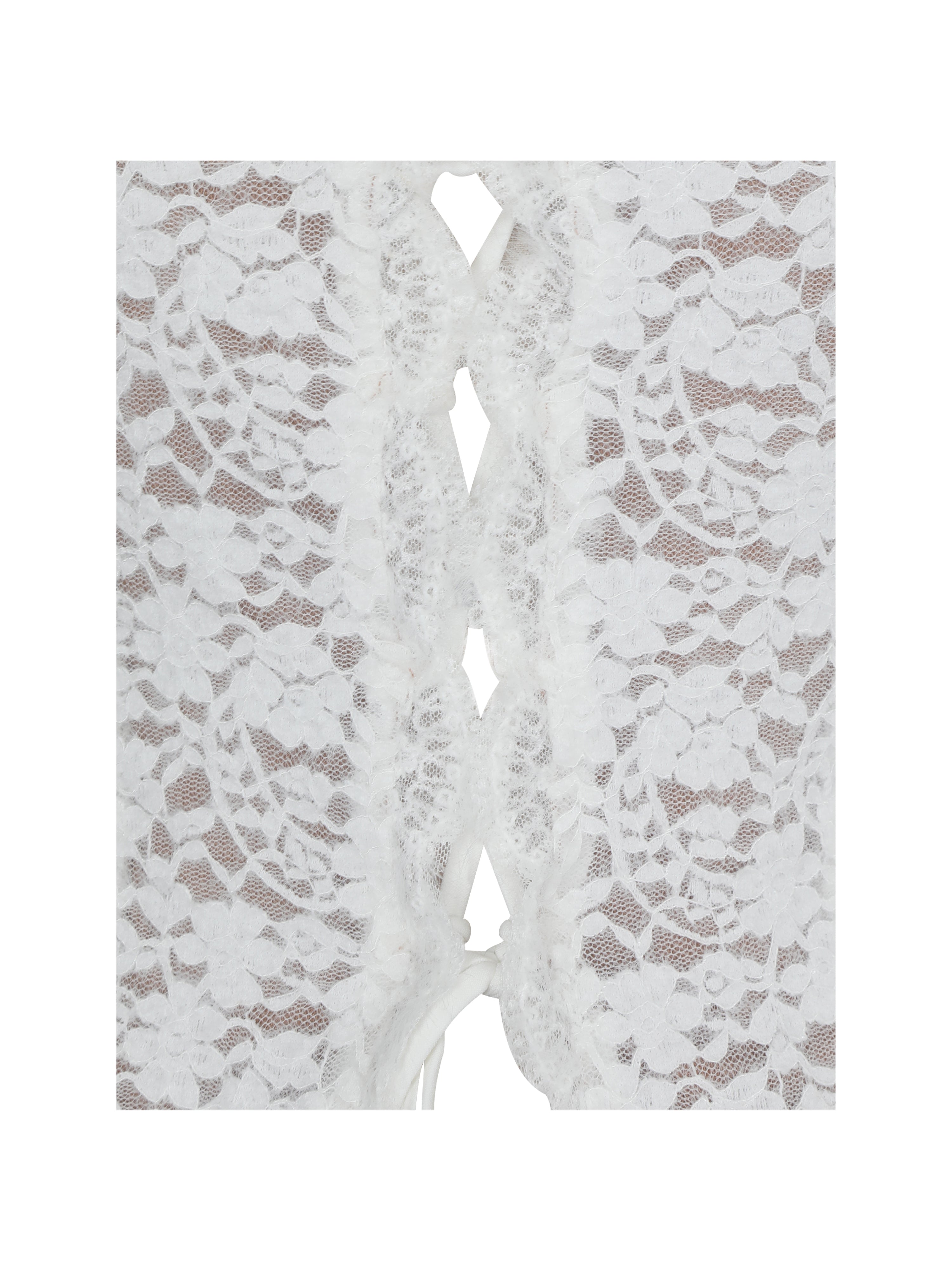 Prynn White Brushed Lace Front-Tie Top