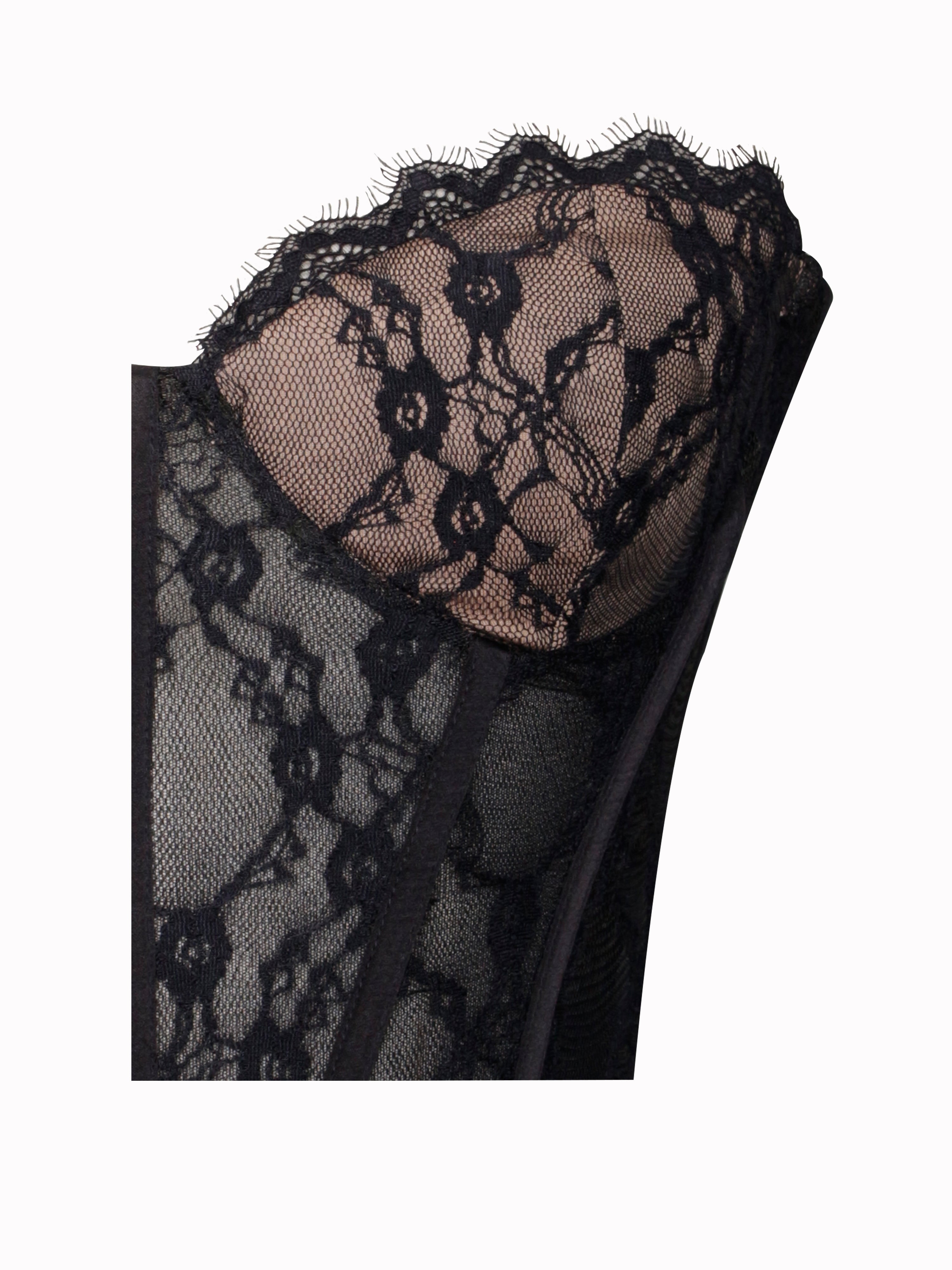 Quennell Black Lace Corset Maxi Dress