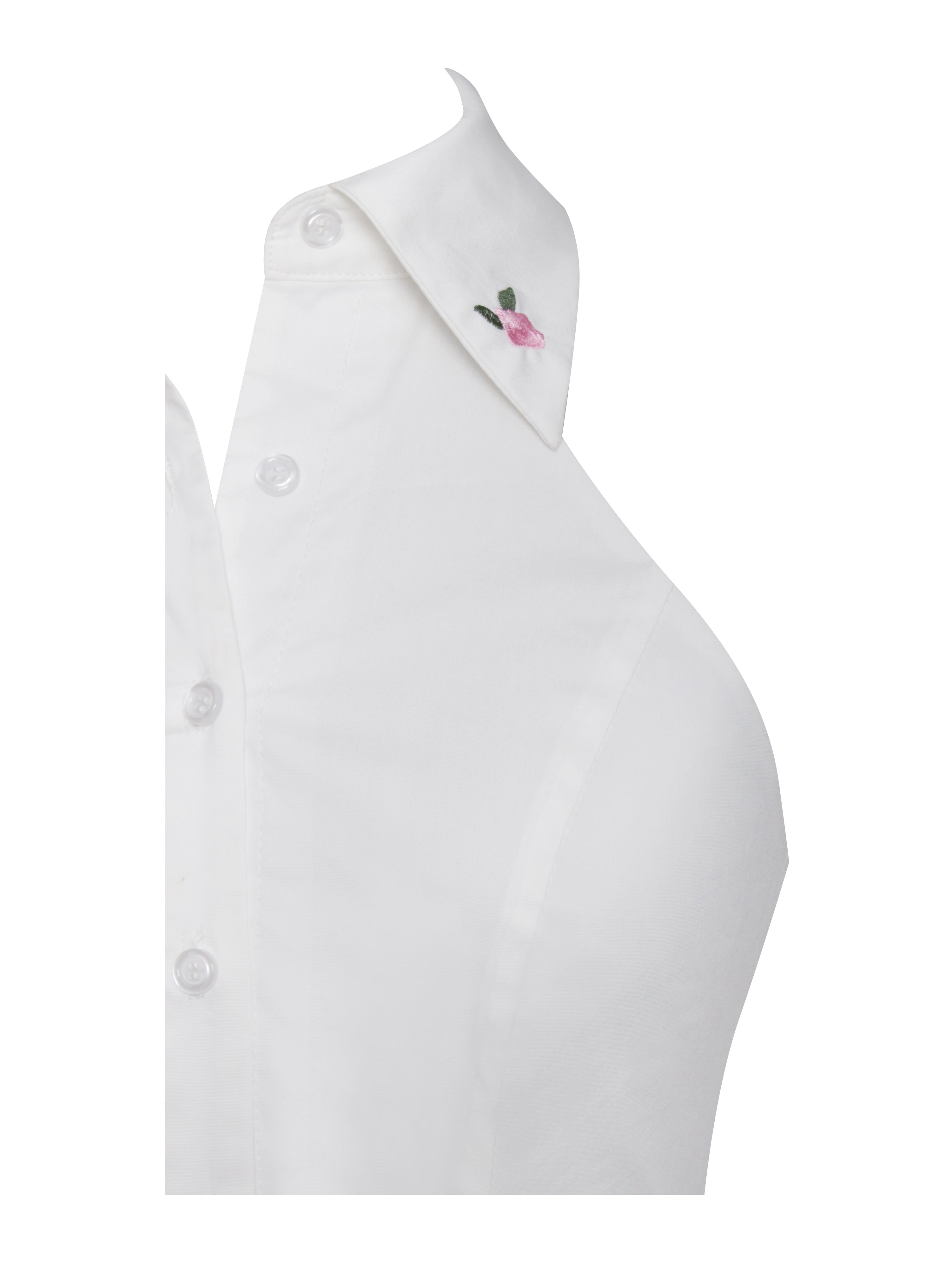 Hailey White Embroidered Collared Halter Drop Waist Mini Dress (Archiv Hailey White Embroidered Collared Halter Drop Waist Mini Dress (Archiv