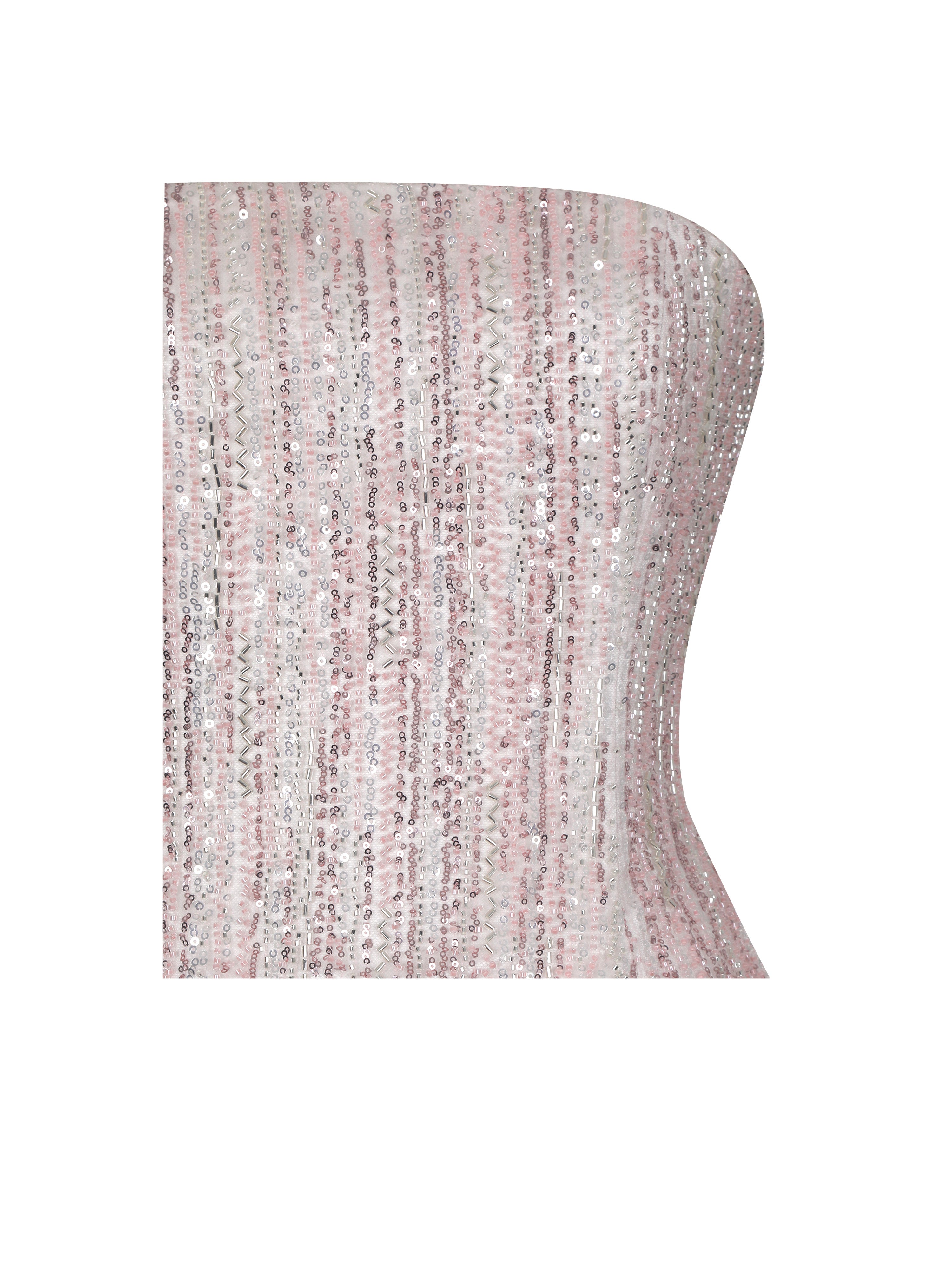 Tosca Beaded Blush Gradient Strapless Peplum Maxi Dress