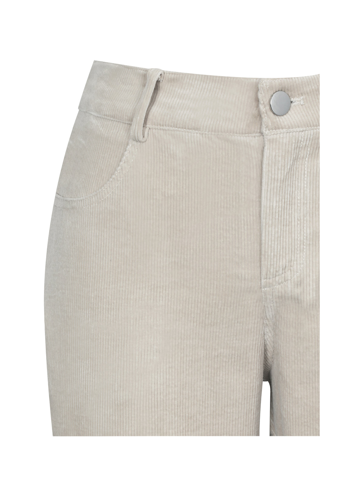 Romille Beige Cotton Corduroy Low-Rise Boot Cut Pants