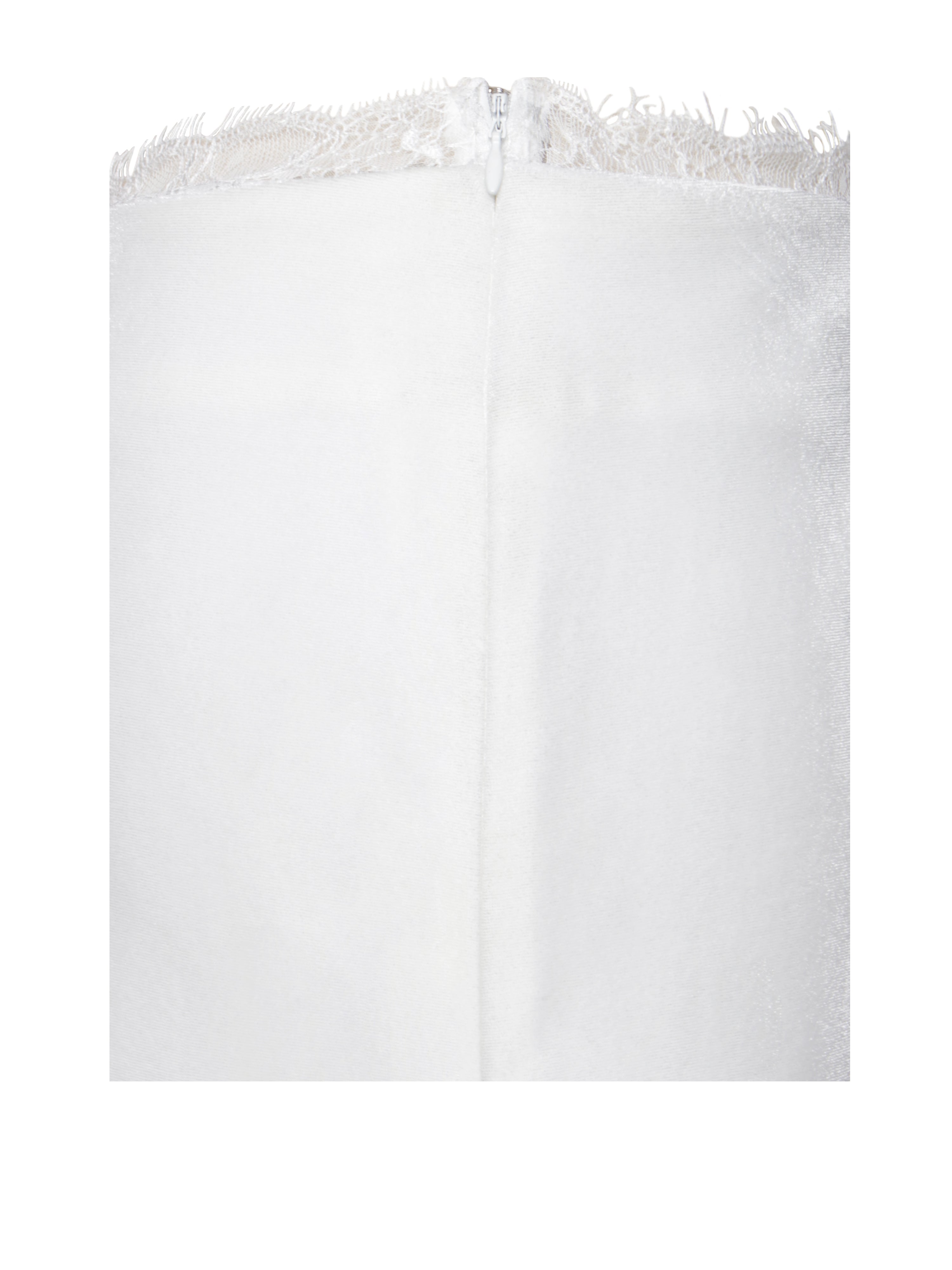 Lorraine White Velvet Skirt With Lace Trim