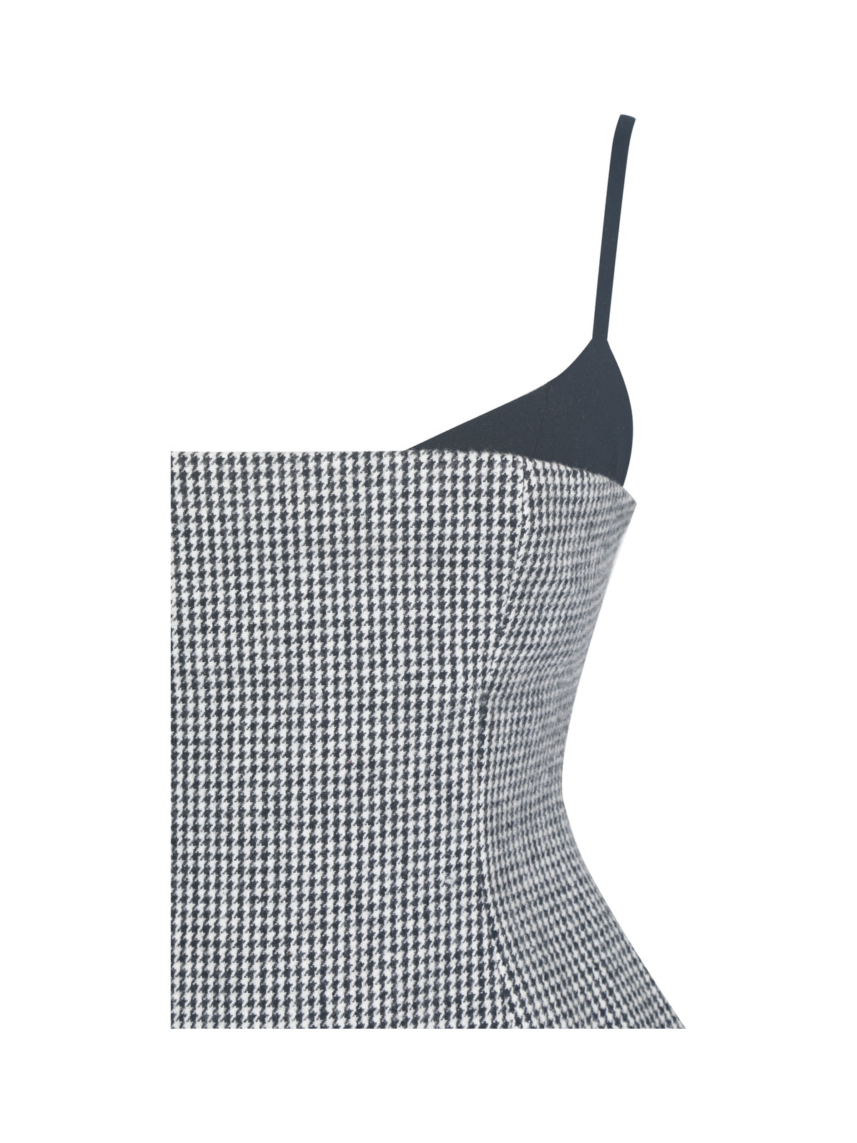 Victoire Black Micro Houndstooth Sweetheart Neckline Top