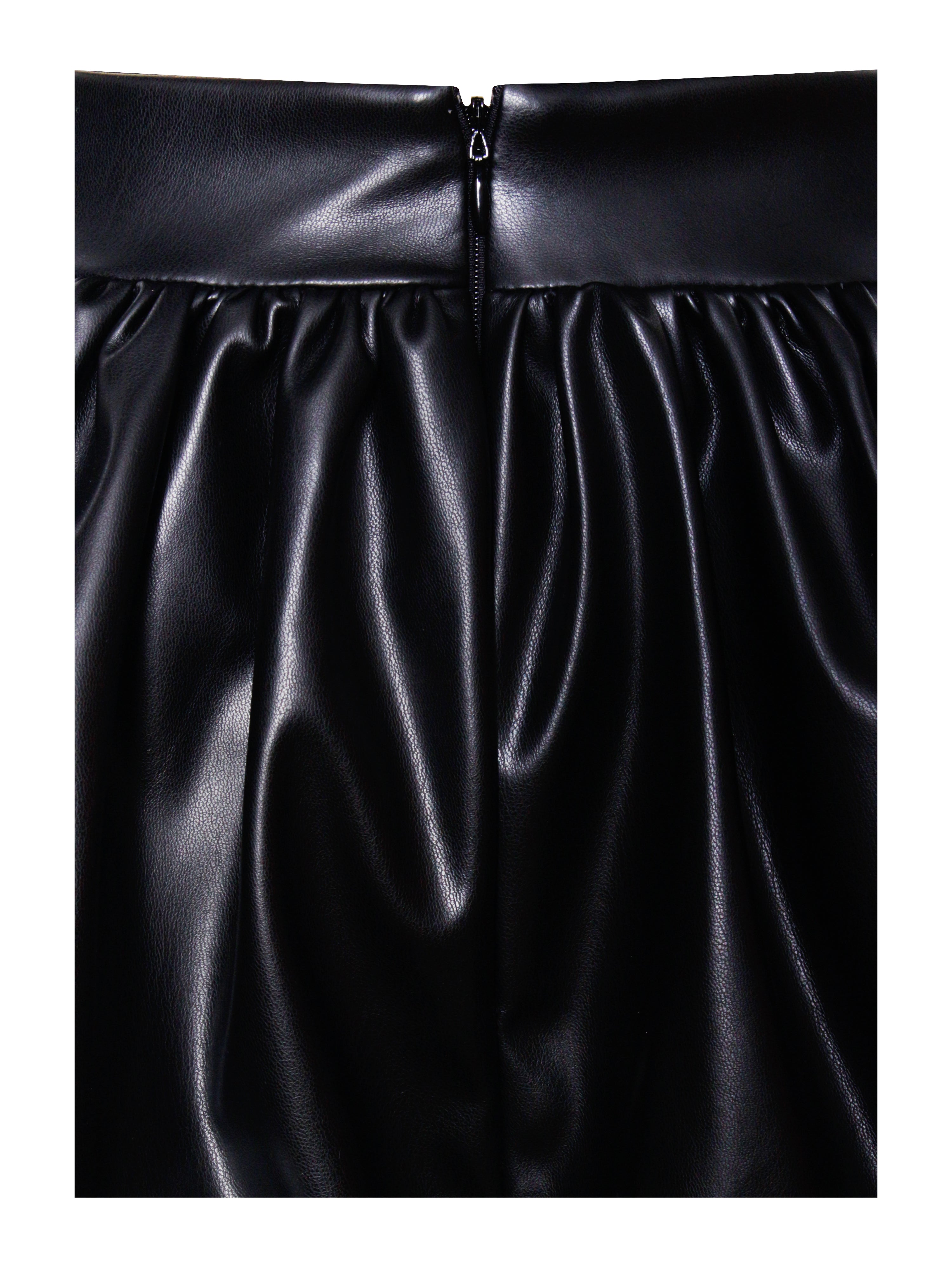 Yuna Vegan Leather Bubble Hem Skirt