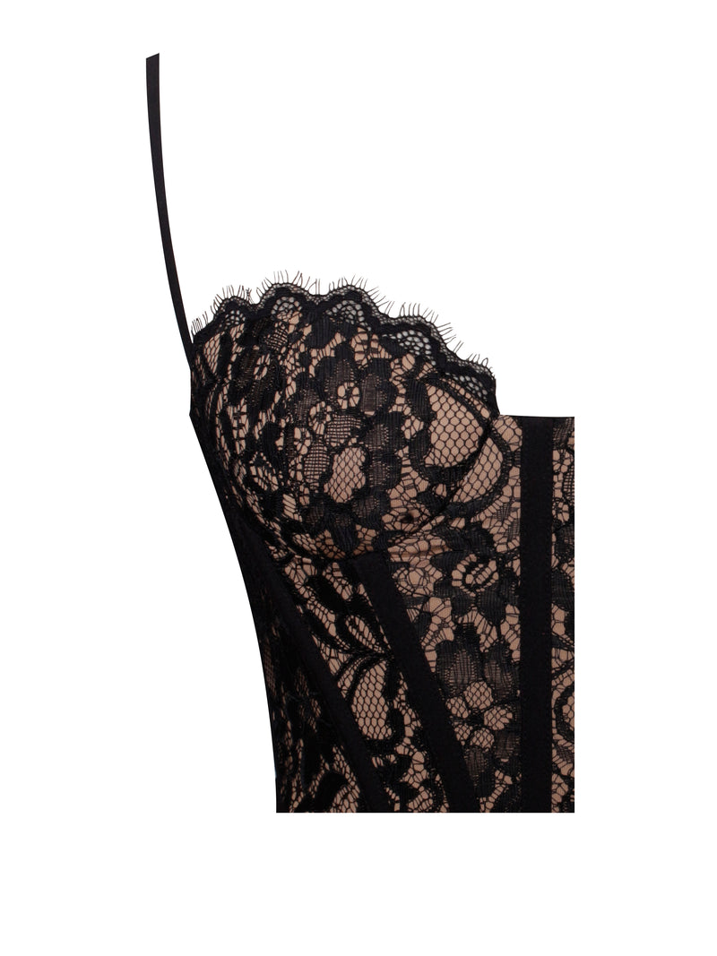 Junia Black Lace Corset Maxi Dress – Miss Circle