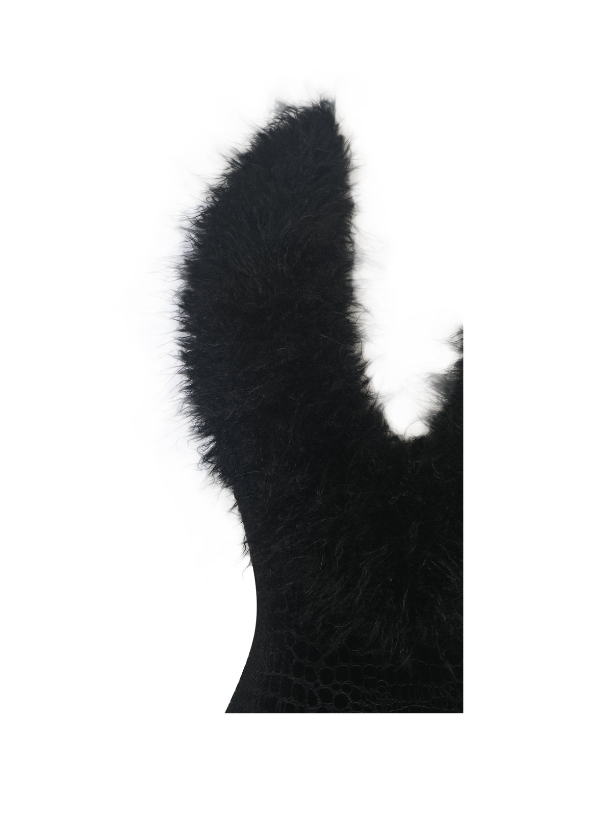 Onalee Black Croc-Embossed Velvet Fur Midi Dress