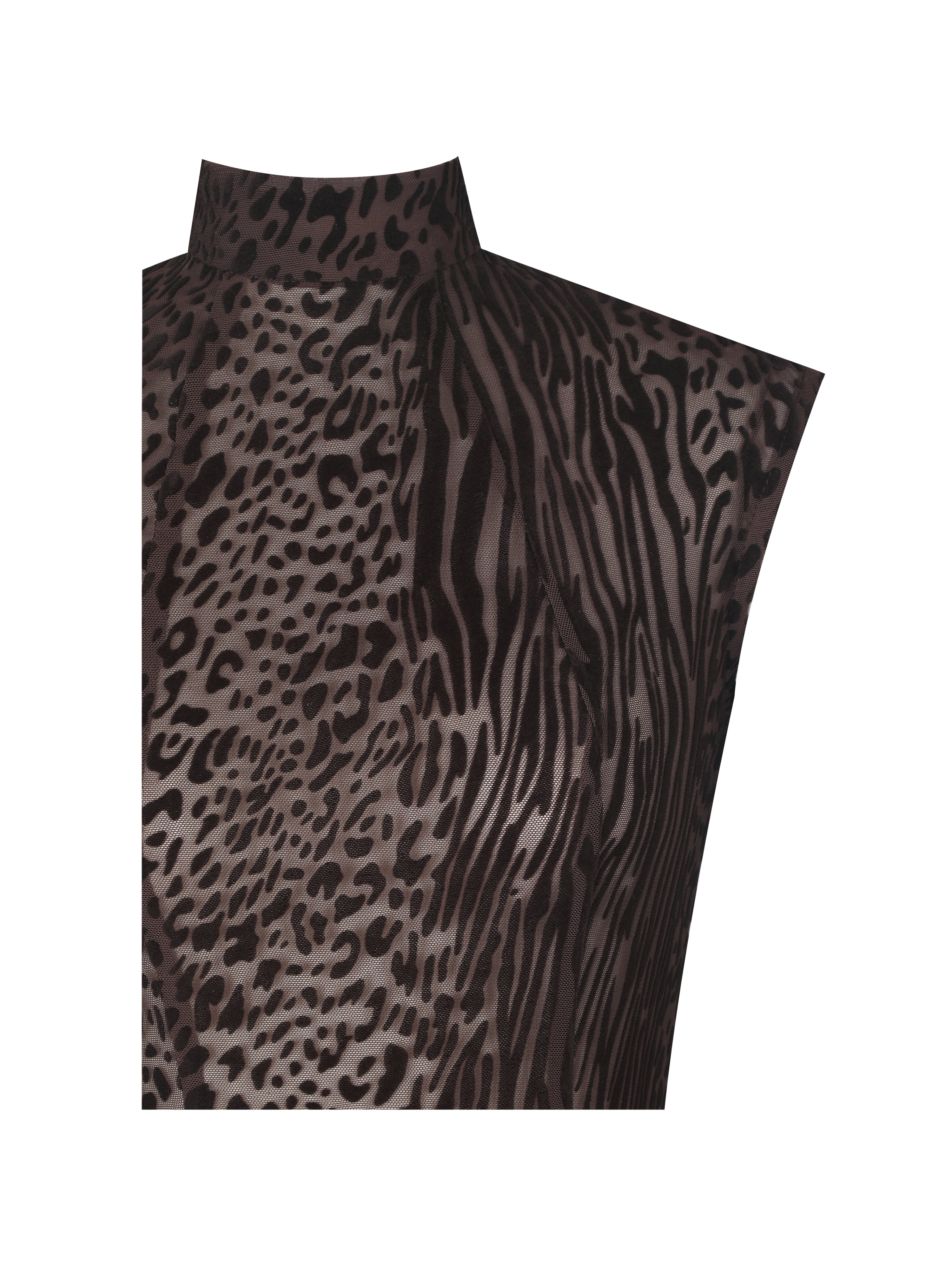 Tyanna Mocha Burnout Velvet Mesh Backless Mermaid Maxi Dress