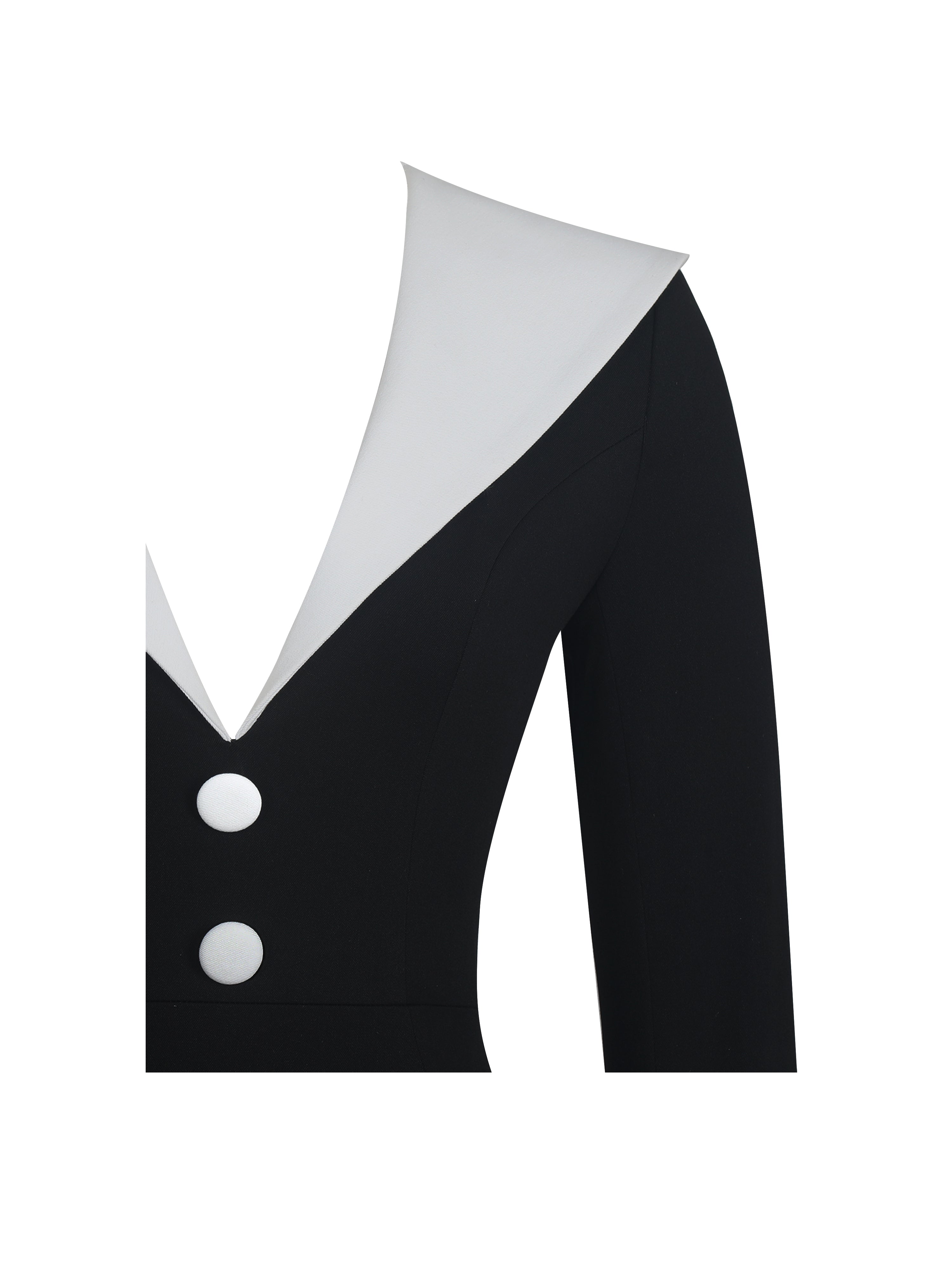 Heather Black Collared Decorative Button-Front Mini Dress