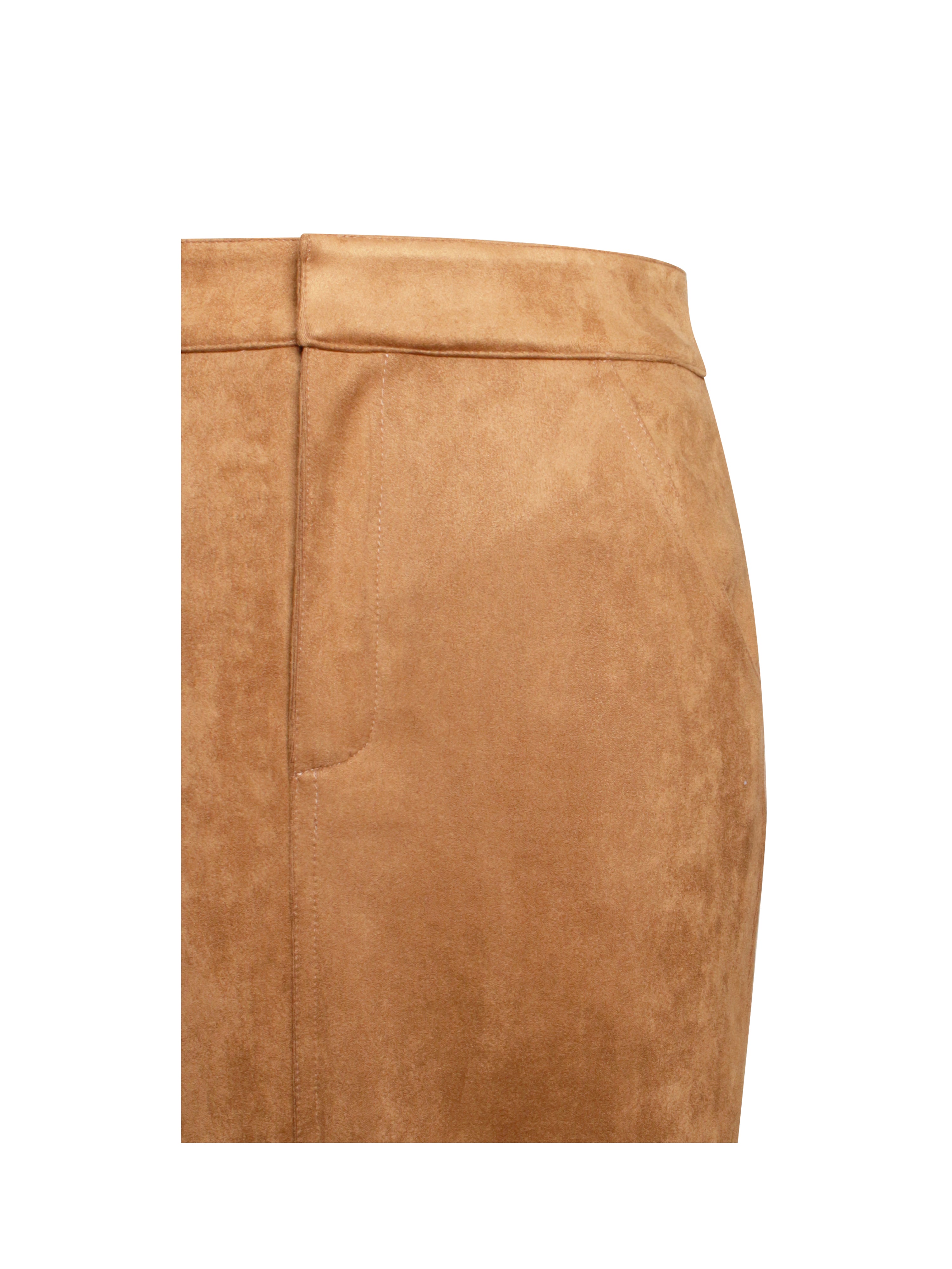 Zabrina Brown Suede Straight Pencil Skirt