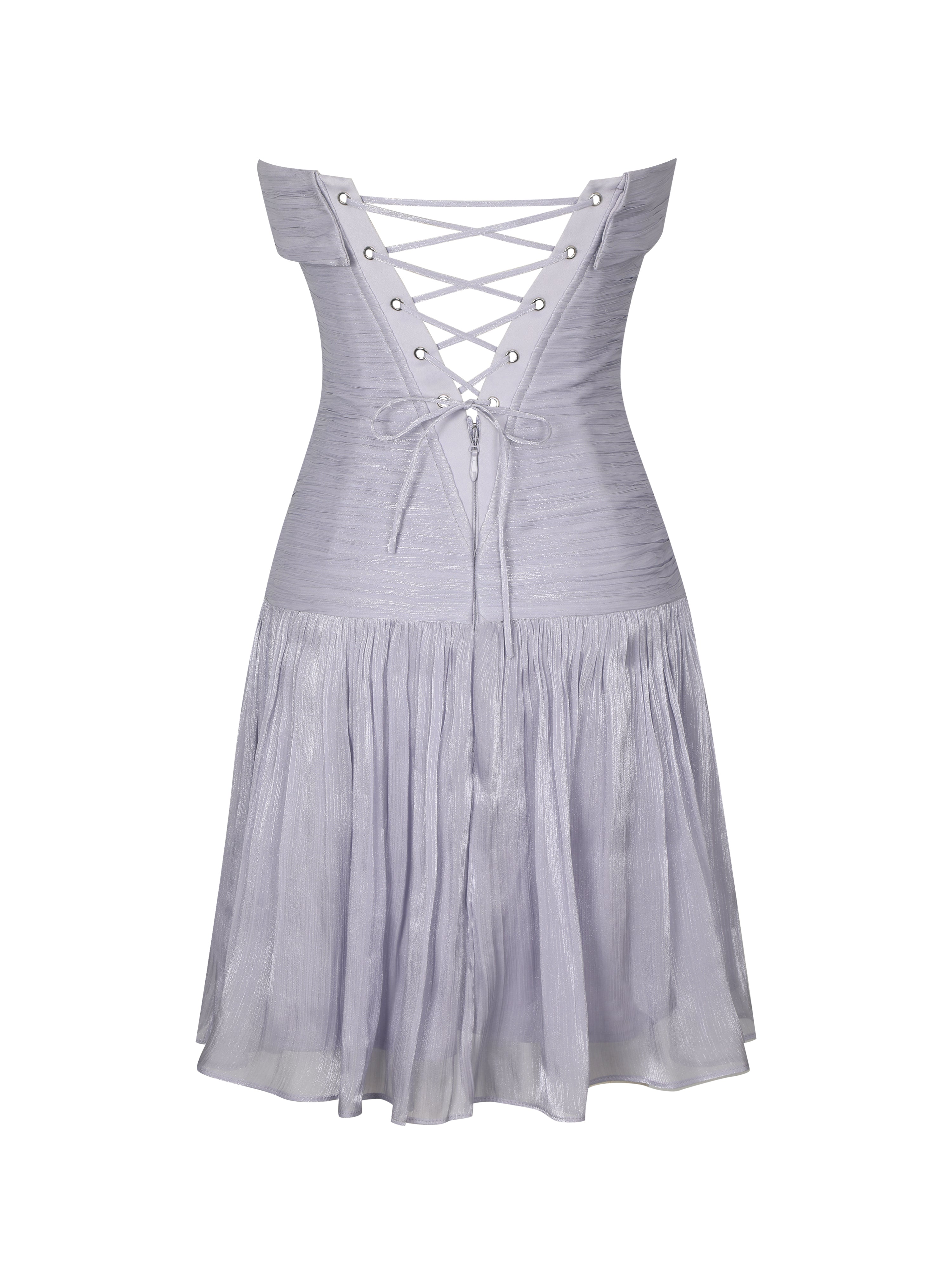 Yalena Lavender Crystal Organza Strapless Mini Dress
