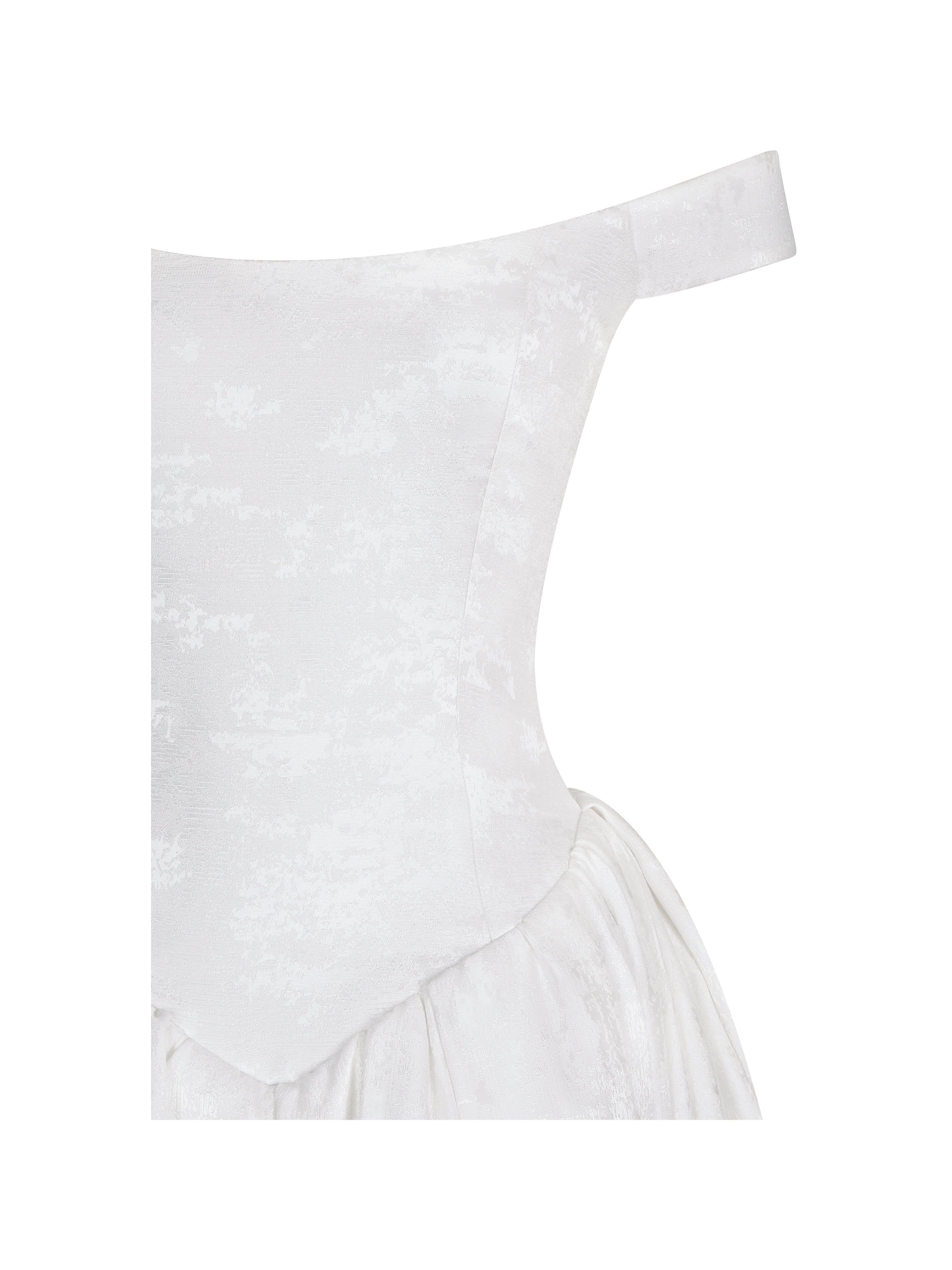 Tinsley White Jacquard Bardot Wedding Gown