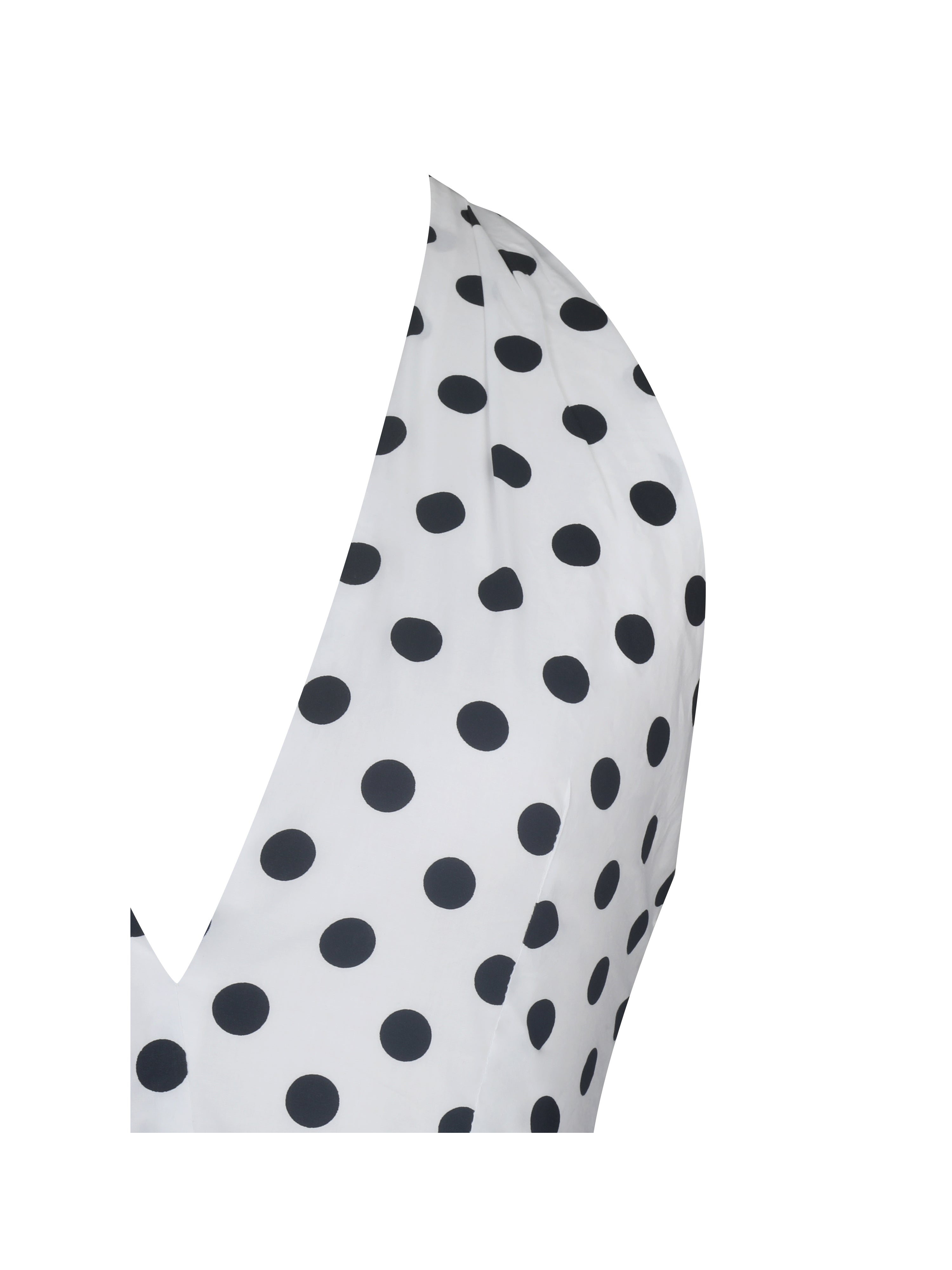 Ilene White and Black Polka Dot Bubble Hem Halter Top