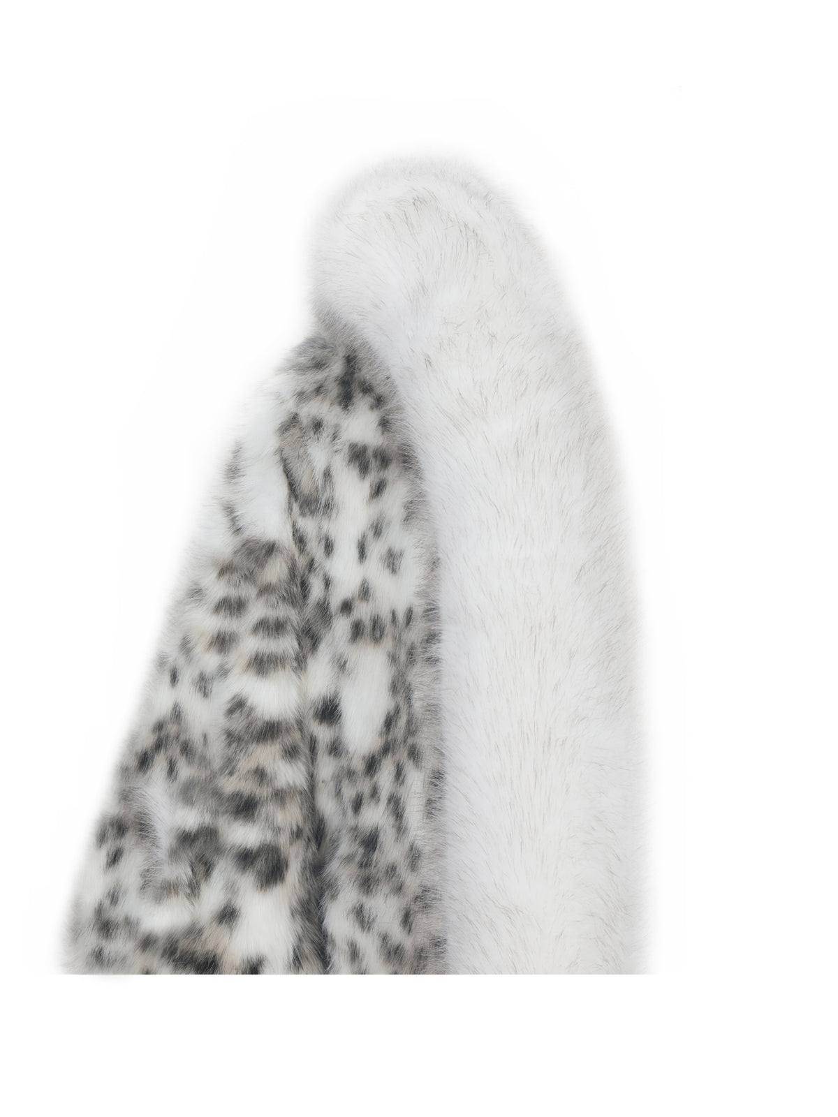 Kali Snow Leopard Faux Fur Hooded Mini Coat