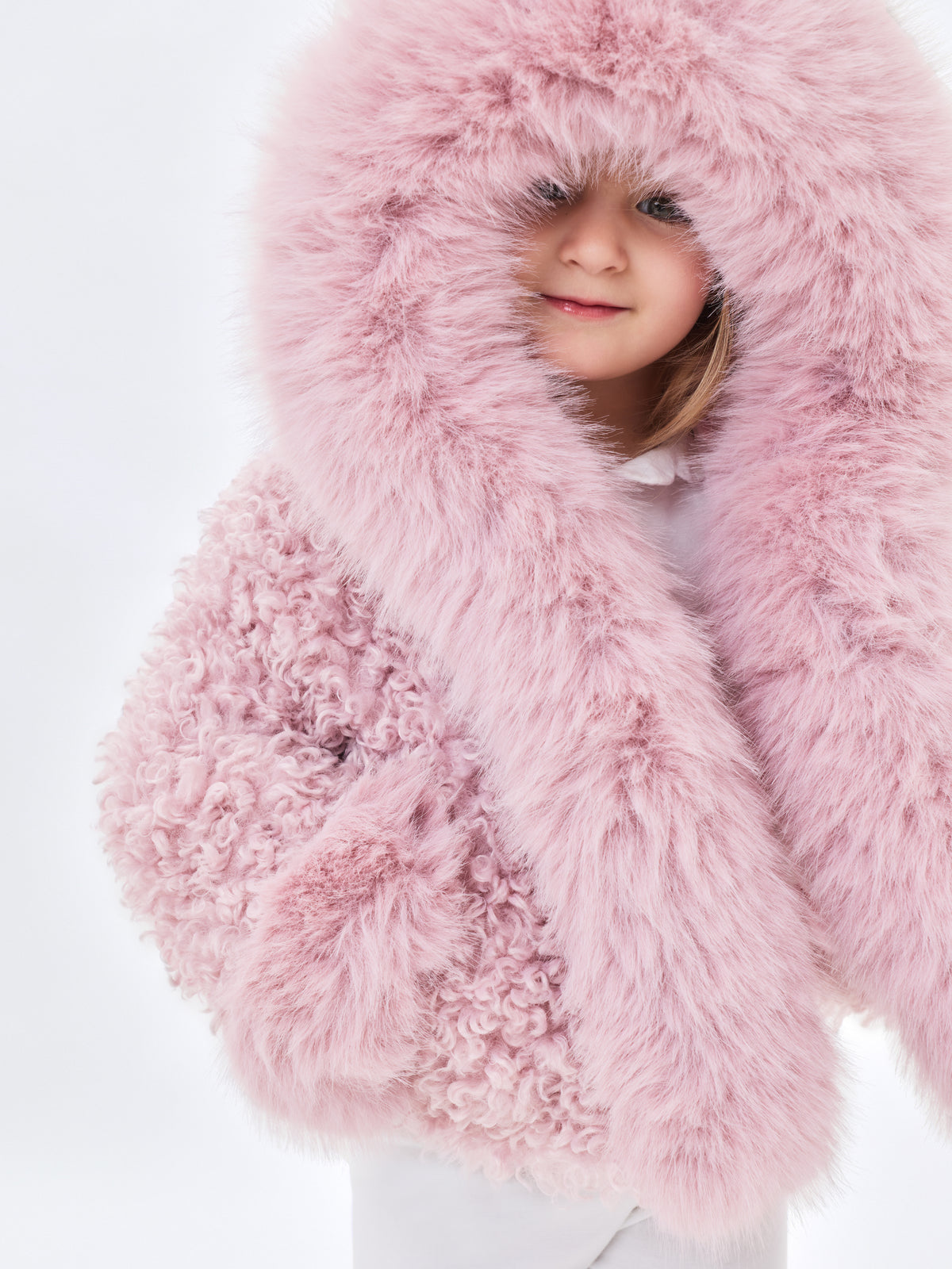 Kali Kids Rose Cropped Vegan Shearling Fur Jacket