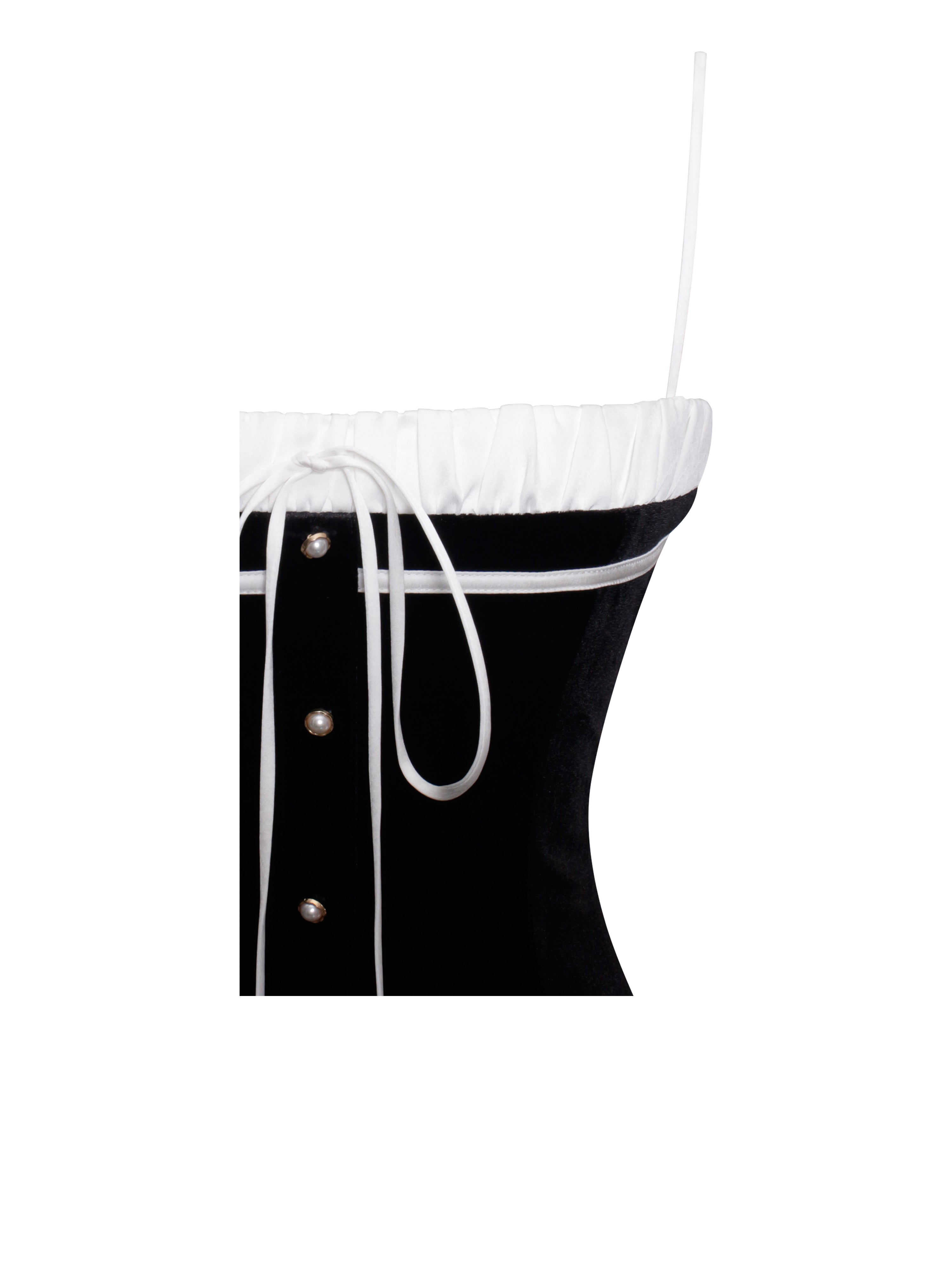 Miss Circle Olya Black and White Velvet A-Line Corset Mini Dress M Miss Circle Olya Black and White Velvet A-Line Corset Mini Dress M