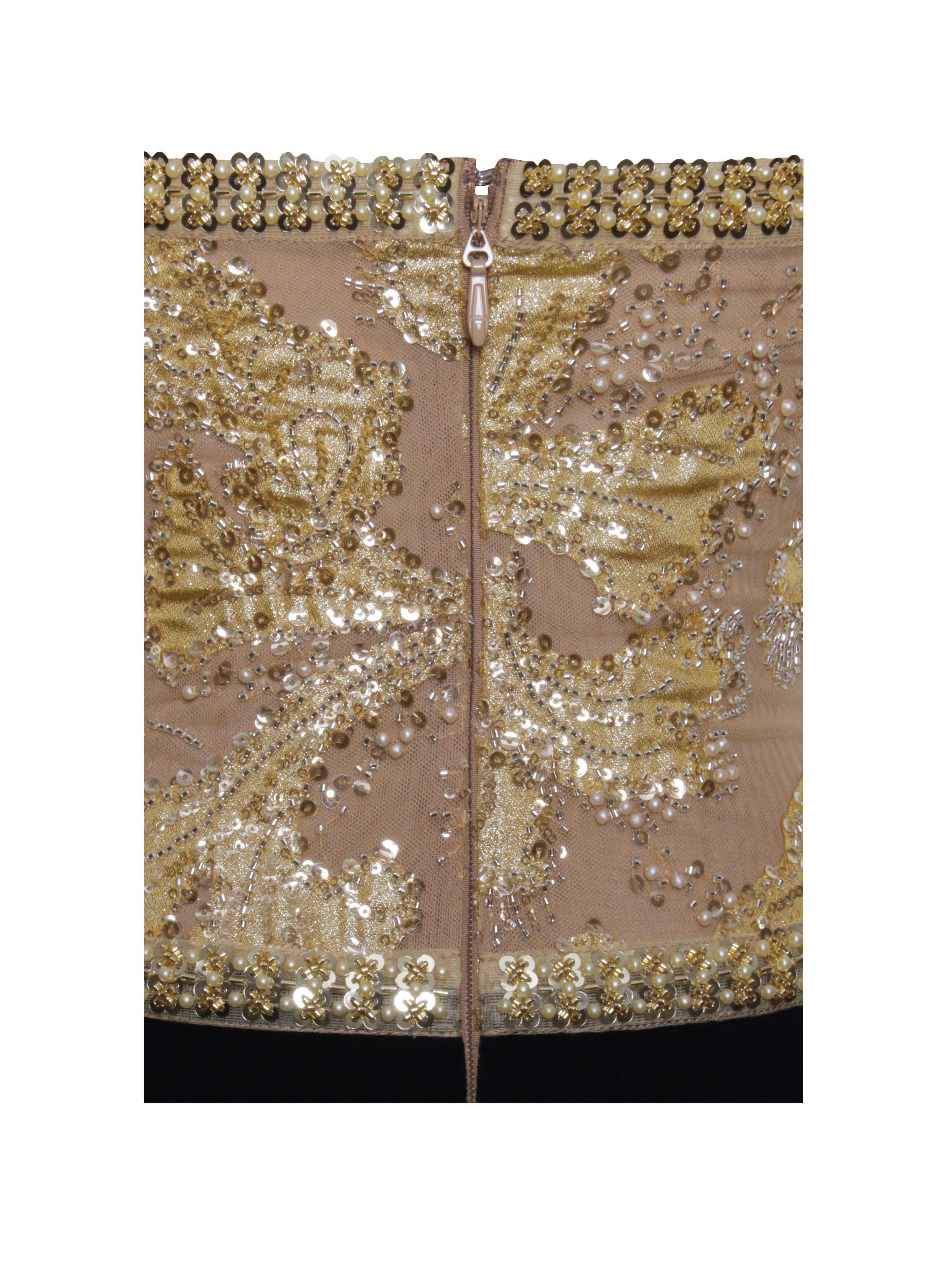 Gazelle Gold Embroidered Vintage Style Maxi Dress