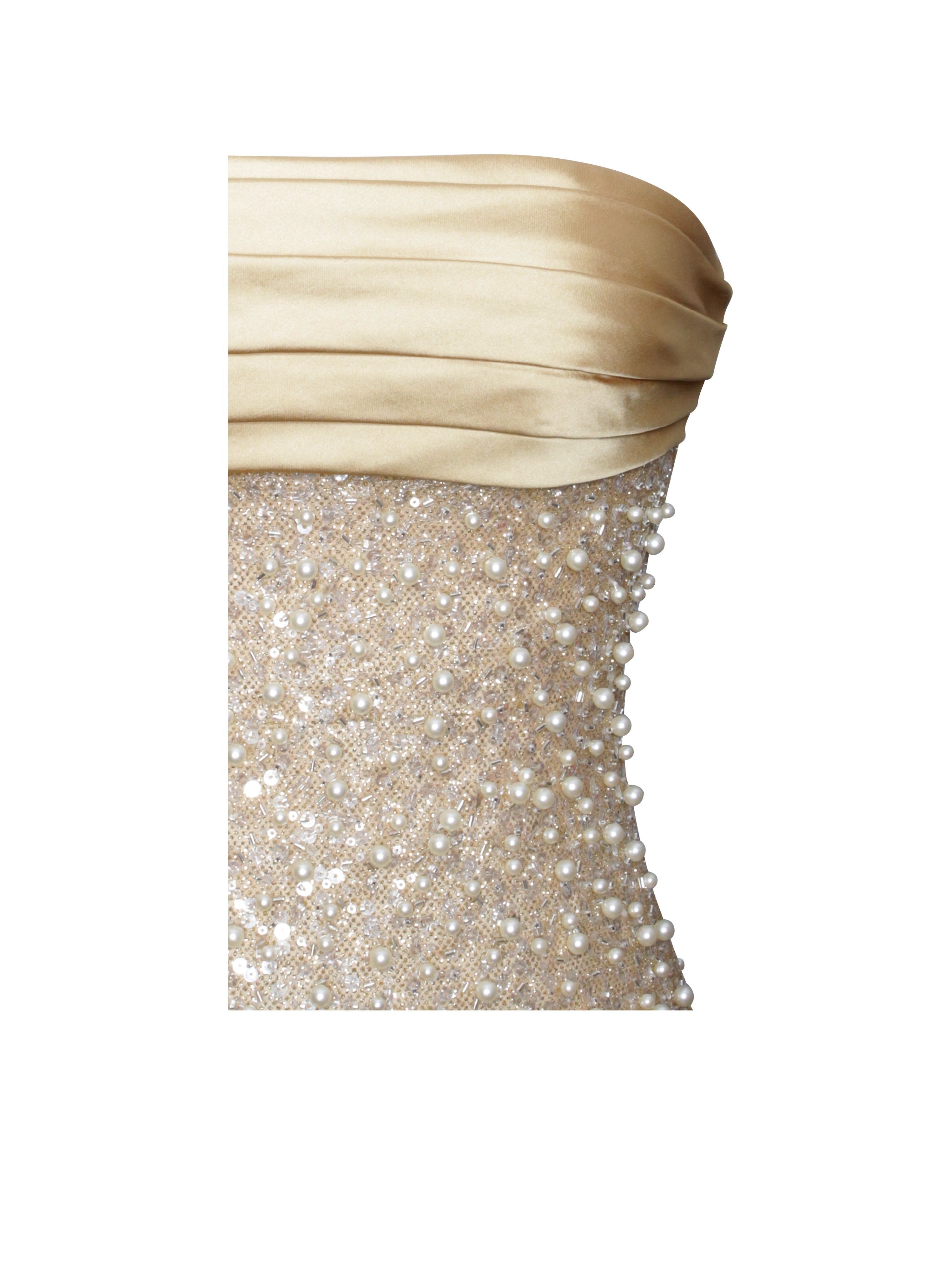 Miss Circle Women's Lainey Gold Satin Sequin Pearls Beaded Maxi Dress - Gold Miss Circle Women's Lainey Gold Satin Sequin Pearls Beaded Maxi Dress - Gold