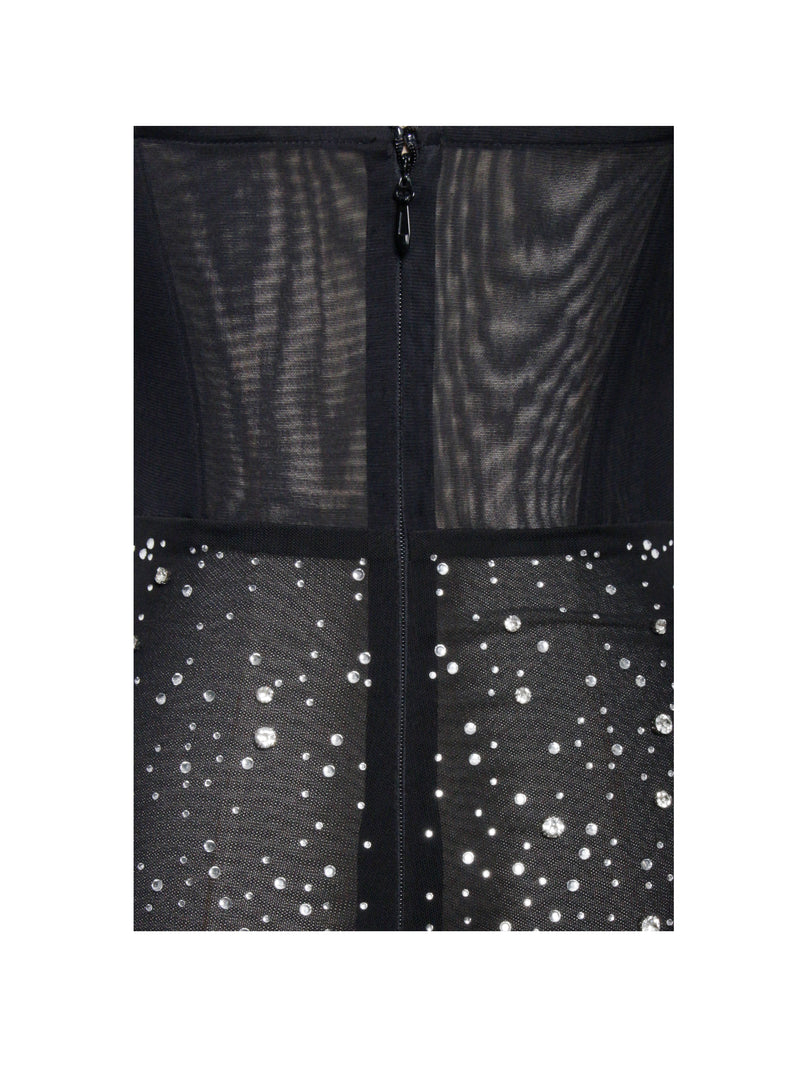 Jimena Crystal Embellished Back Slit Maxi Dress