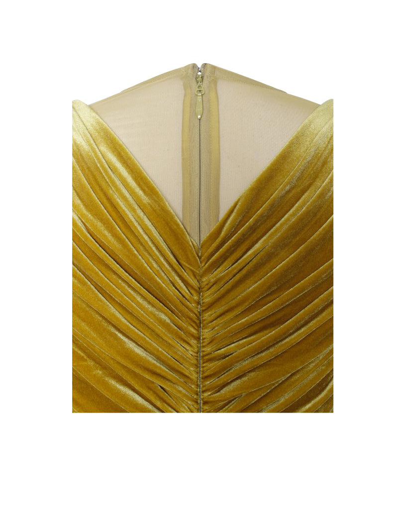 Carey Gold Velvet Long Sleeve Mini Dress