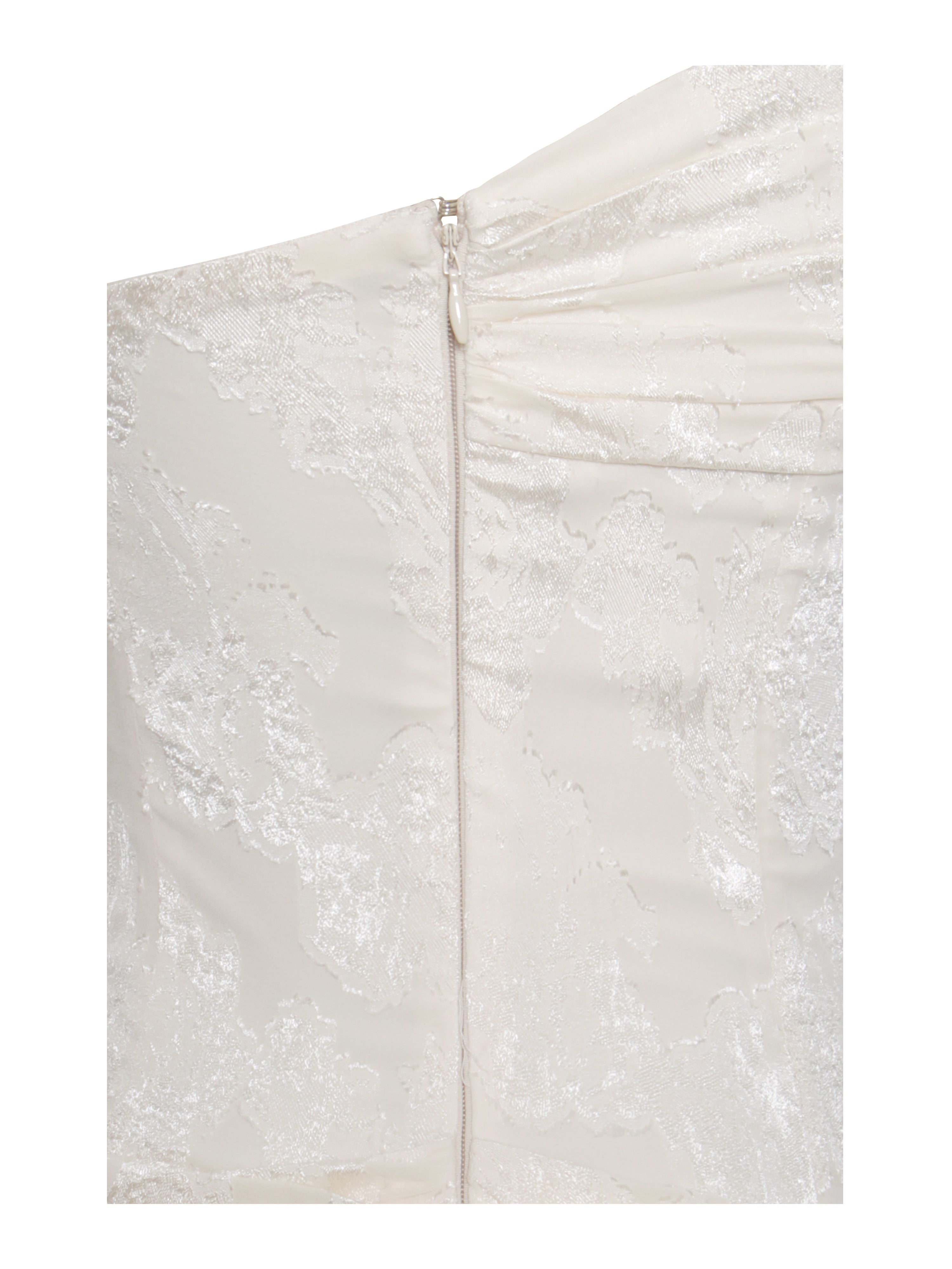Miss Circle Women's Xatia Off White Jacquard Textured High Slit Maxi Dress - Beige Miss Circle Women's Xatia Off White Jacquard Textured High Slit Maxi Dress - Beige