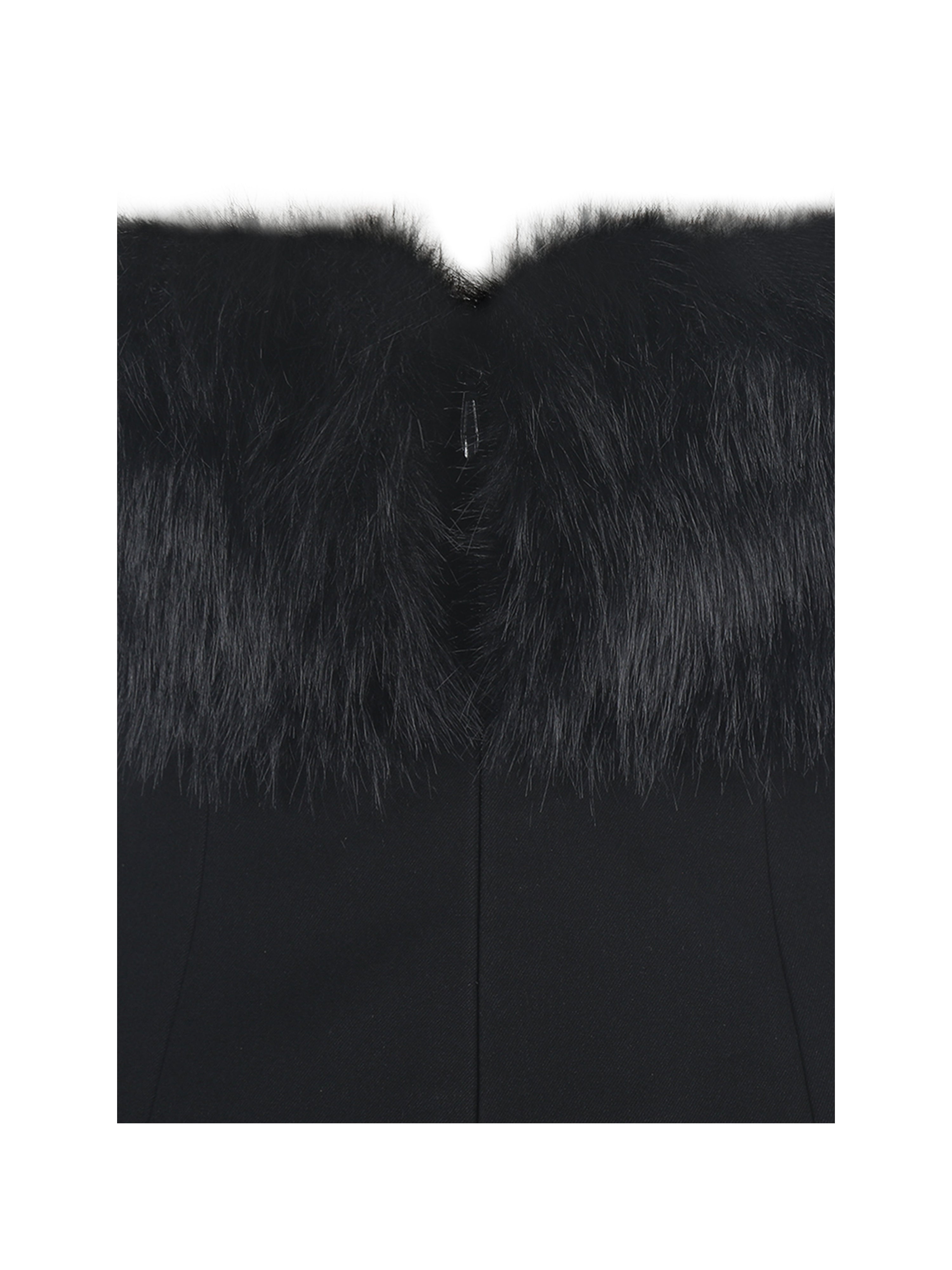 Evelyn Black Fur-Trimmed Mini A-Line Dress