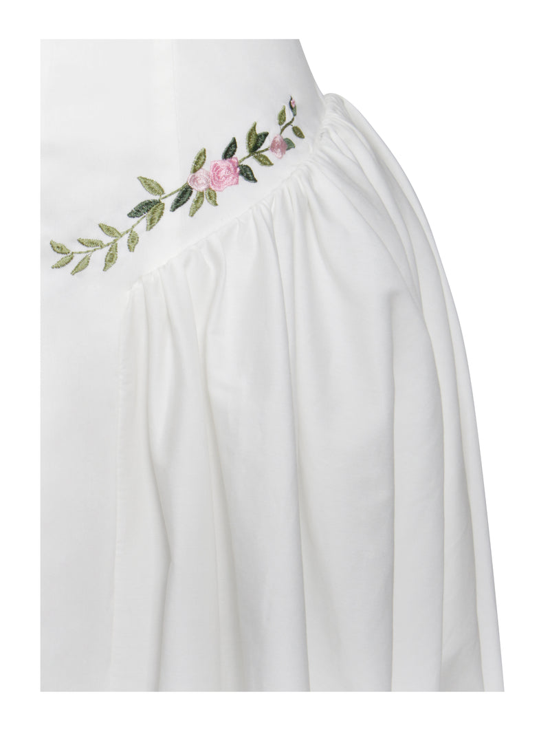 Hailey White Embroidered Collared Halter Drop Waist Mini Dress