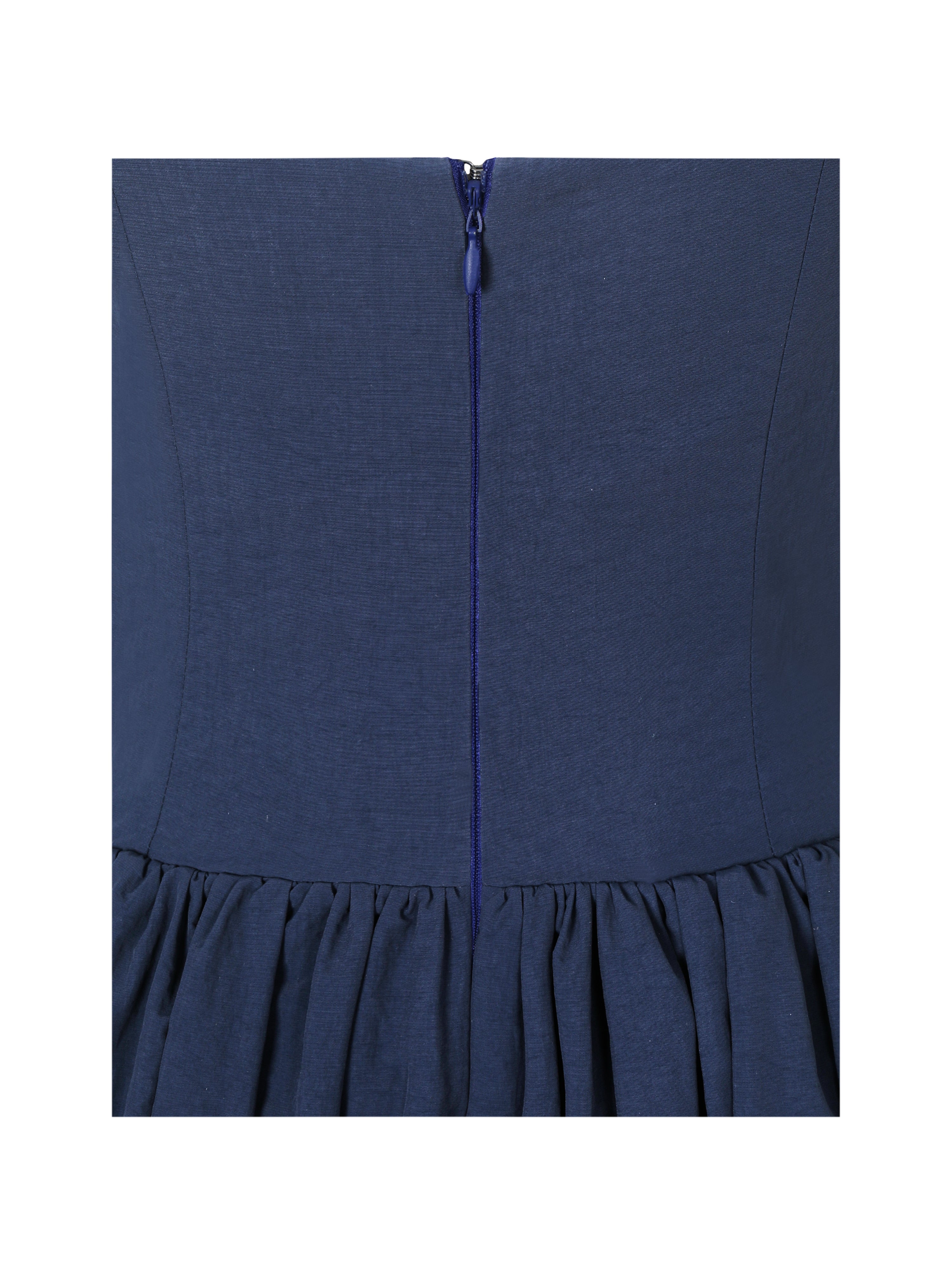 Ailani Navy Taffeta Smocked Midi Dress