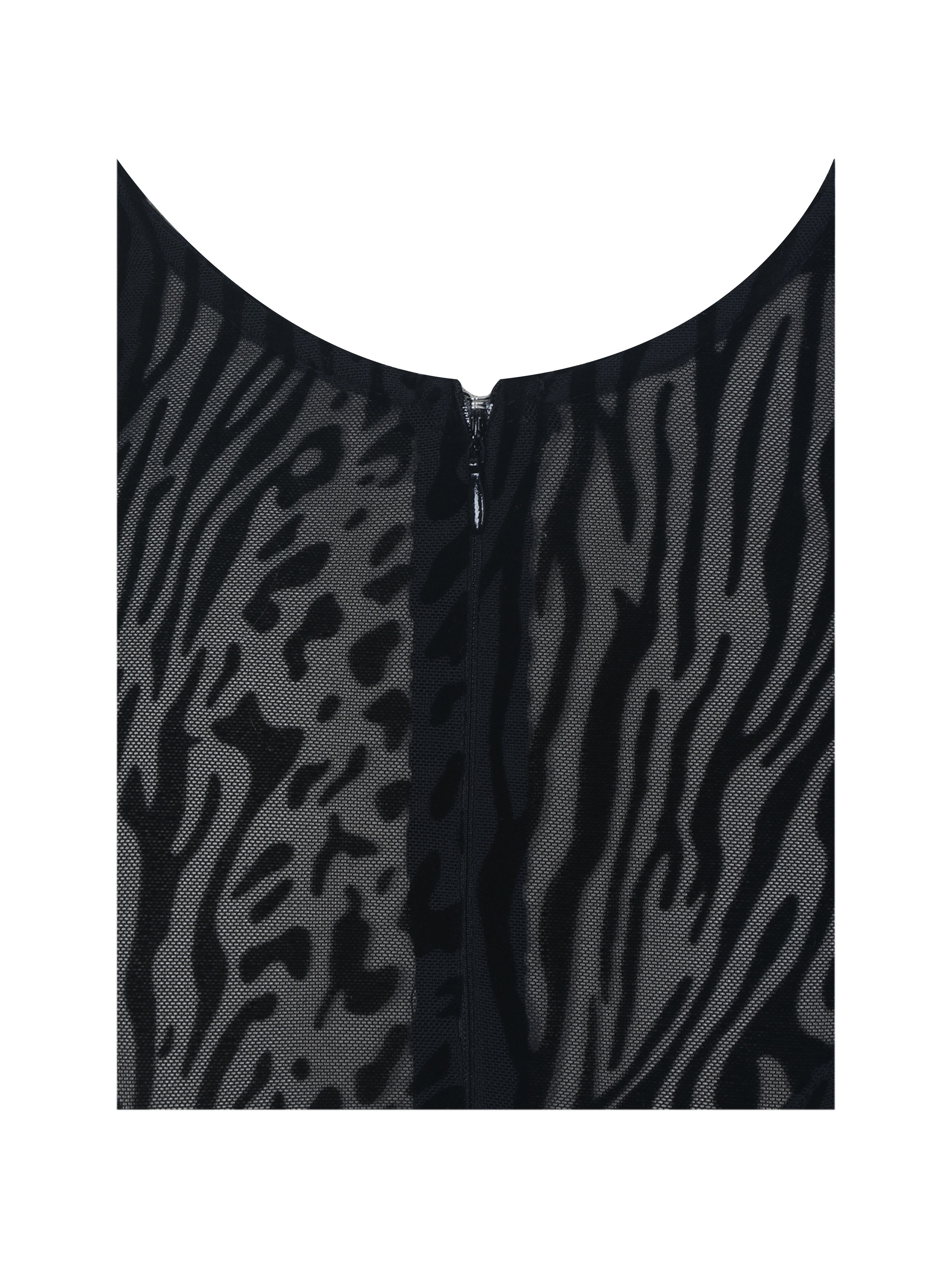 Ibera Black Animal Print Burnout Velvet Long Sleeve Bodysuit